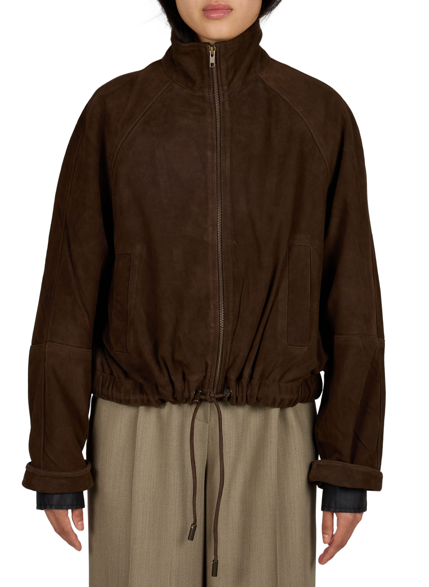 Ruime suède leren jas ROUGE EDIT Bruin