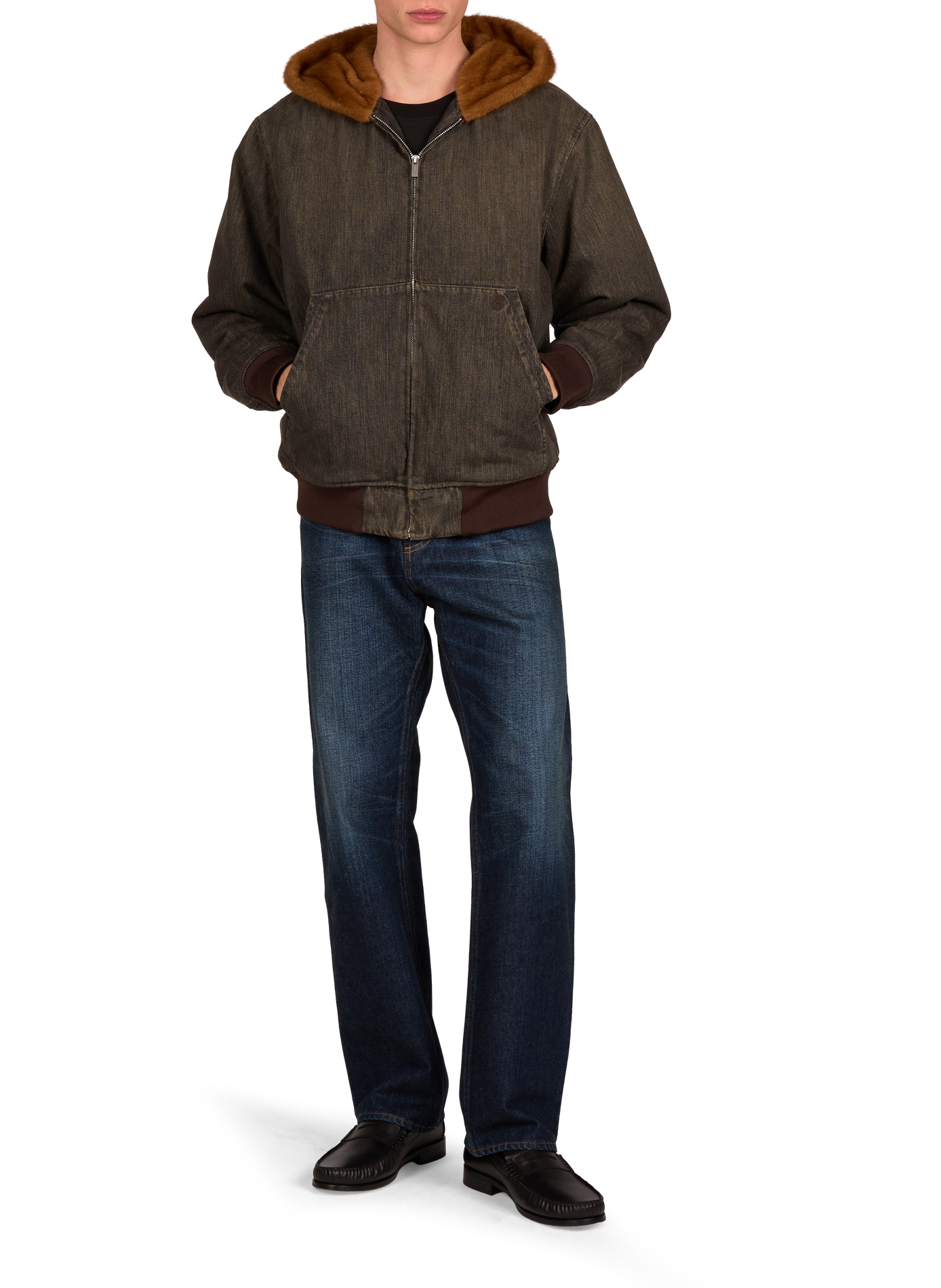 Weite Denimjacke mit Kapuze DROLE DE MONSIEUR Khaki