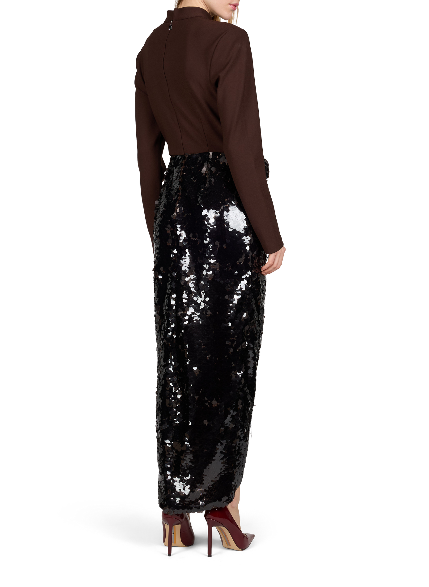 Long-sleeved sequin dress ROTATE Brown