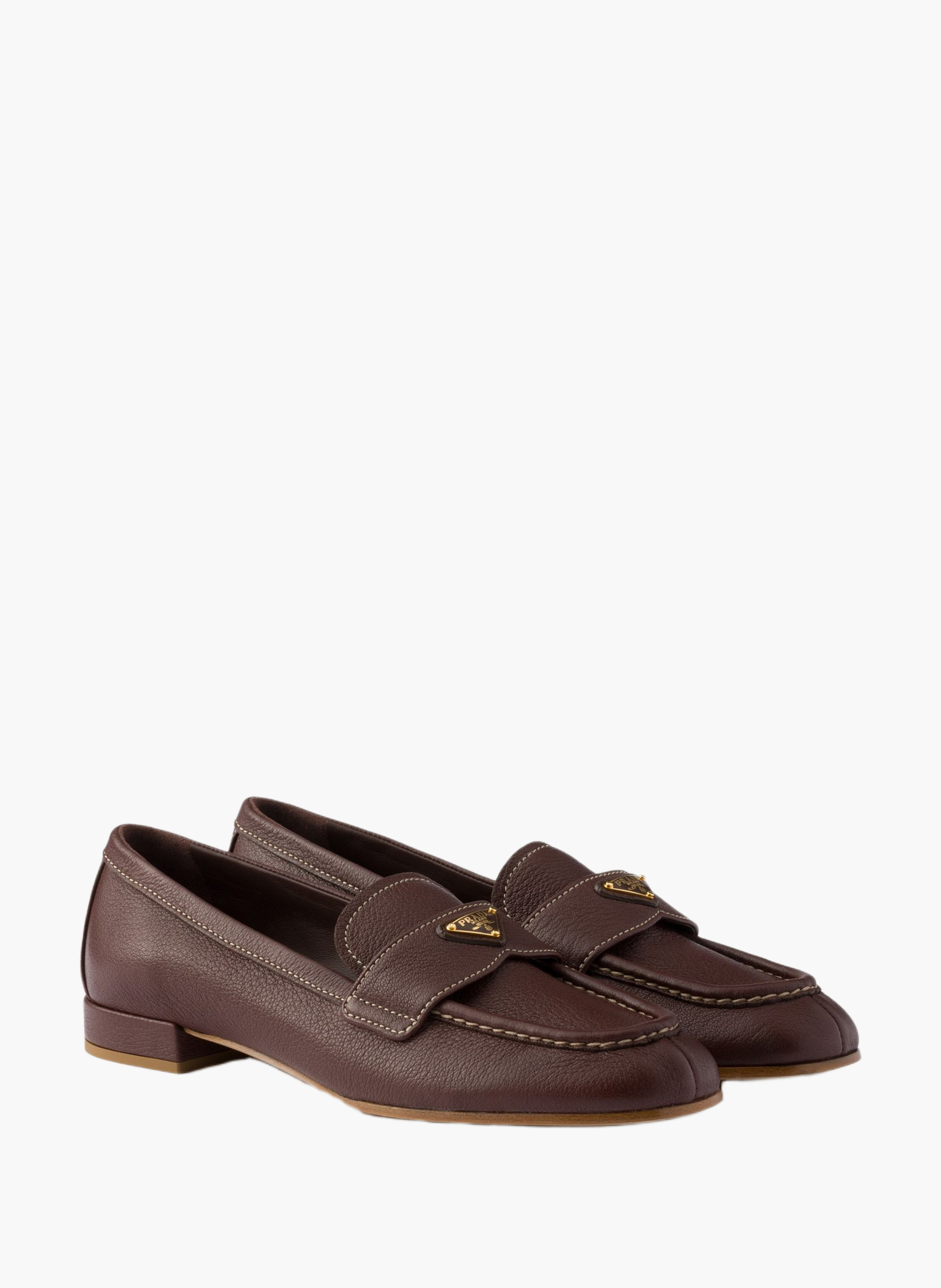 Mocassins en cuir PRADA Marron