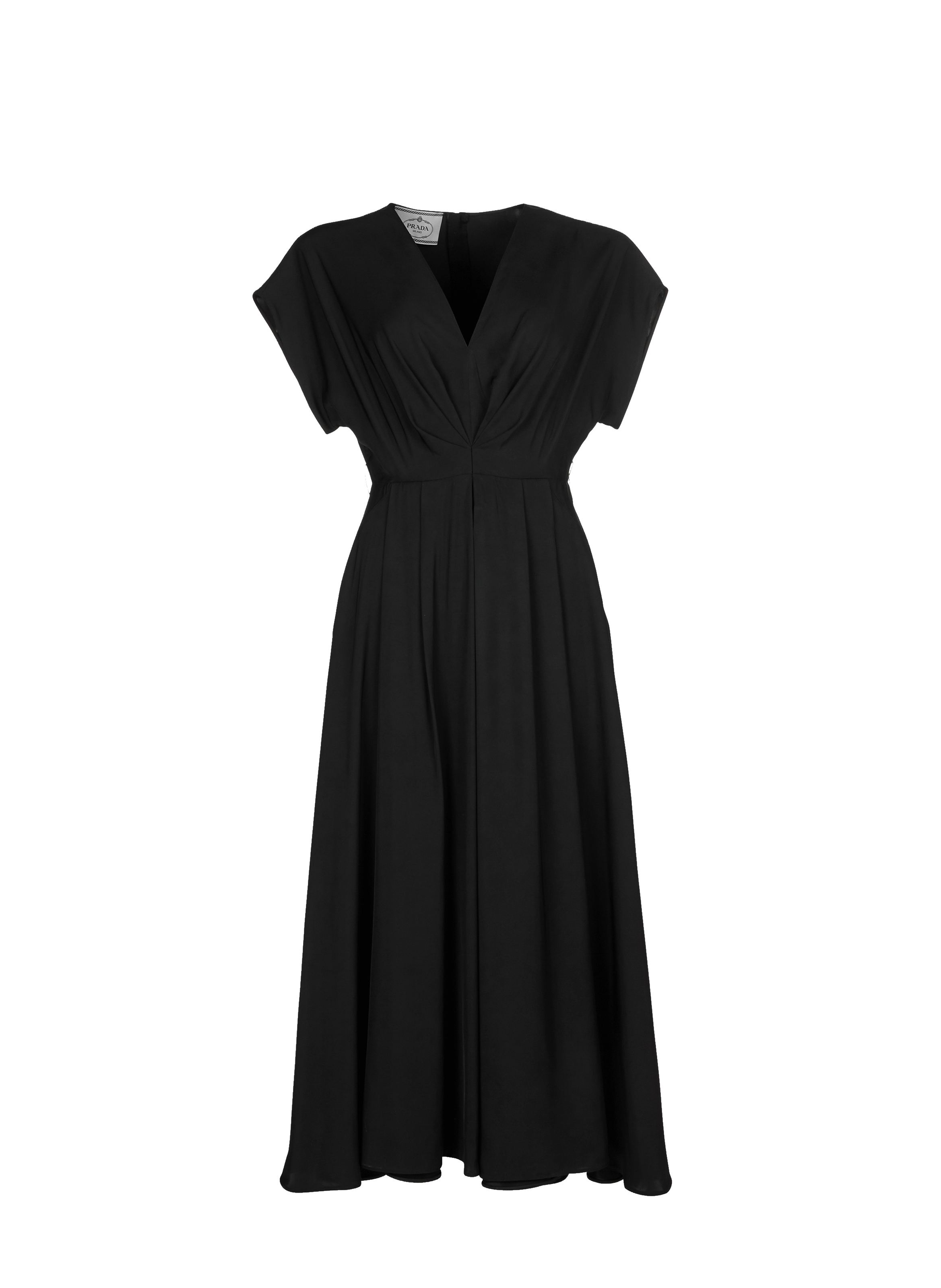 PRADA Viscose belted Midi dress Black