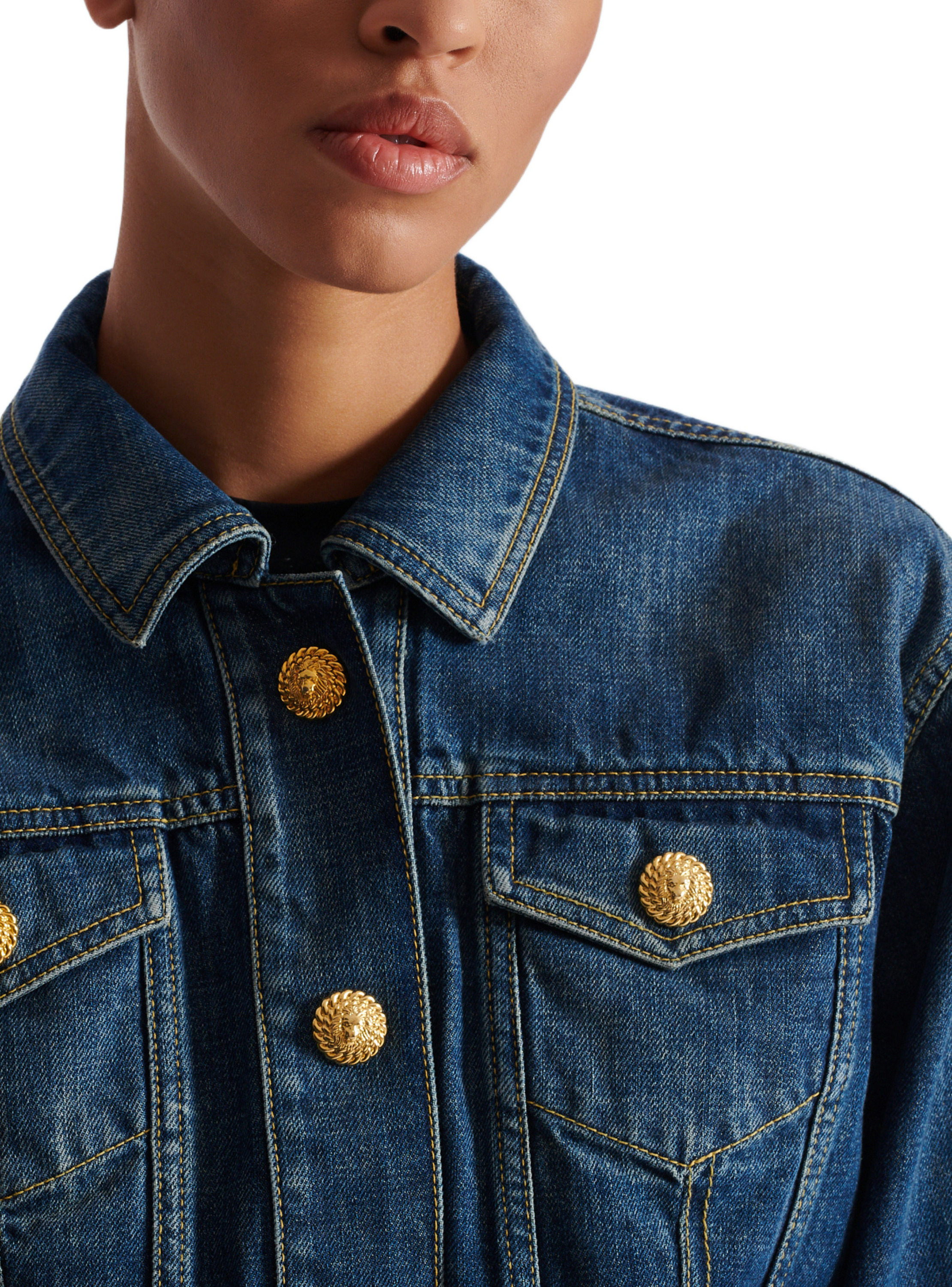 Veste courte en denim BALMAIN Bleu
