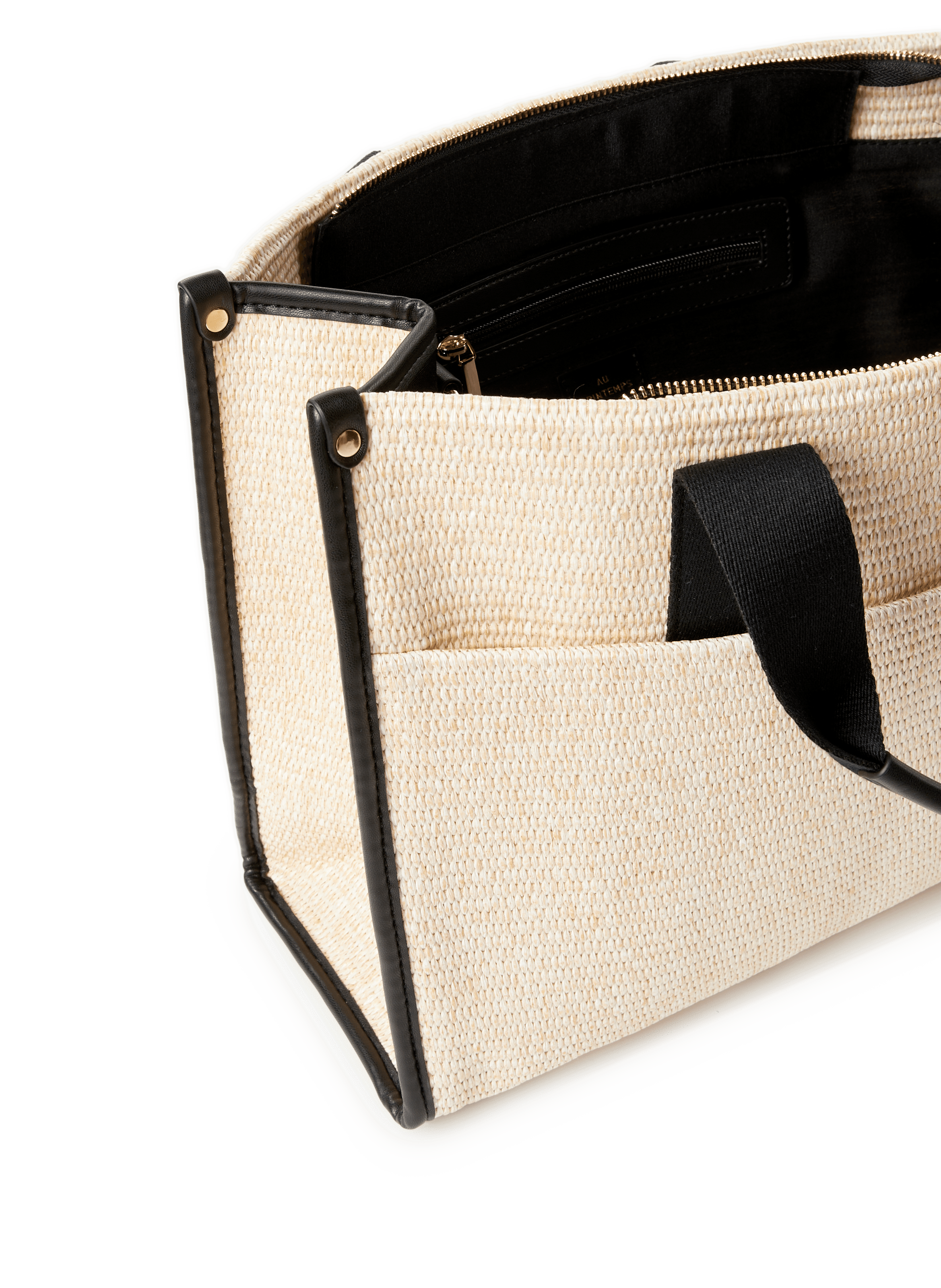 Grand sac cabas en paille AU PRINTEMPS PARIS Beige