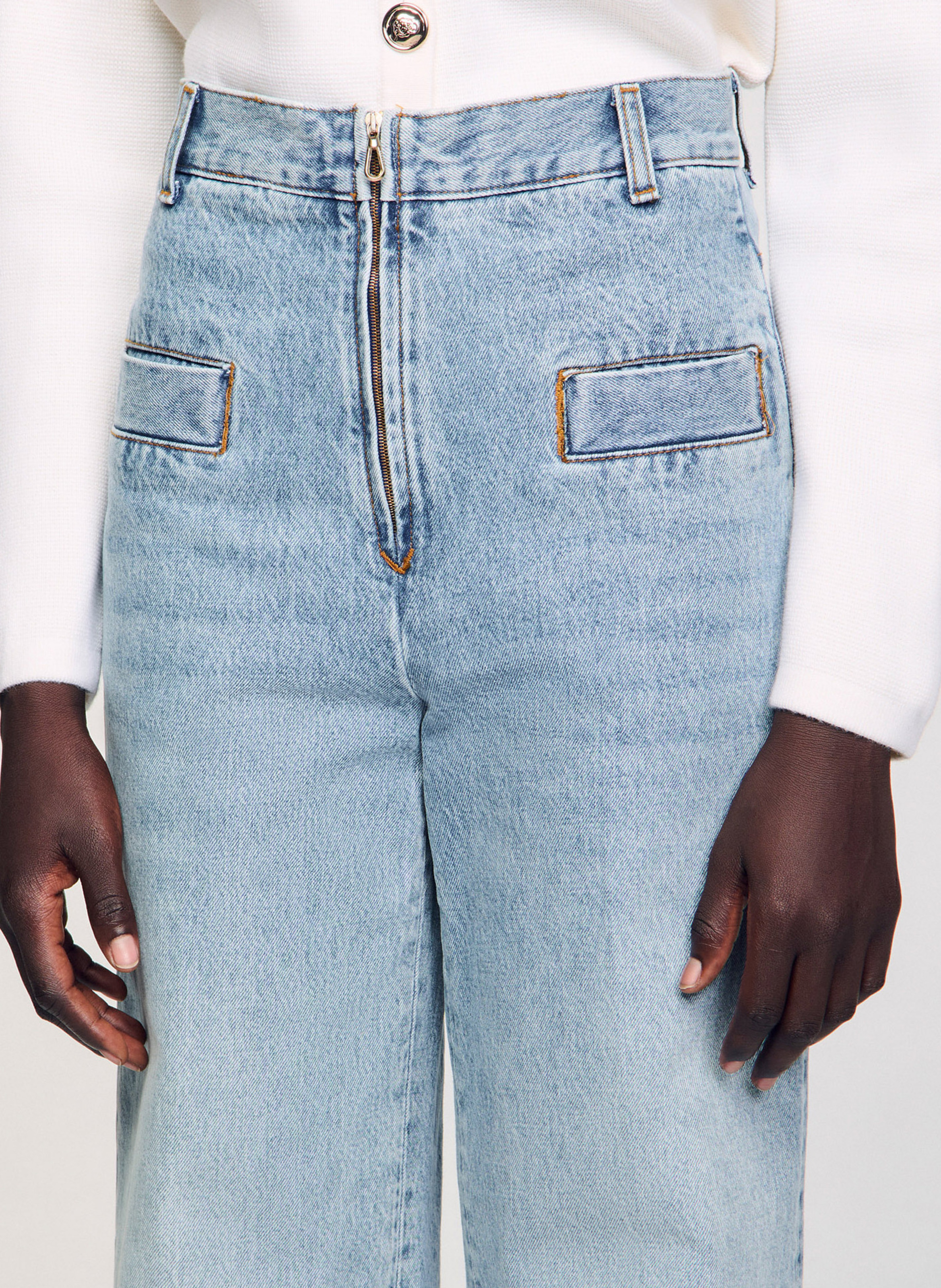 Jean droit en coton délavé SANDRO Bleu