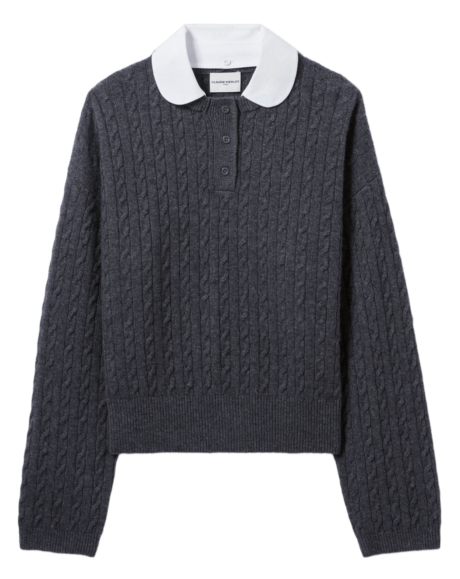 Pull col claudine en laine mélangée CLAUDIE PIERLOT Gris