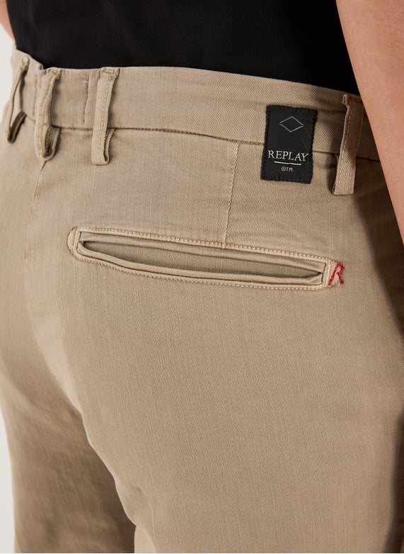 Jeans slim uni en coton mélangé  | Beige by REPLAY Jeans slim uni en coton mélangé  Beige