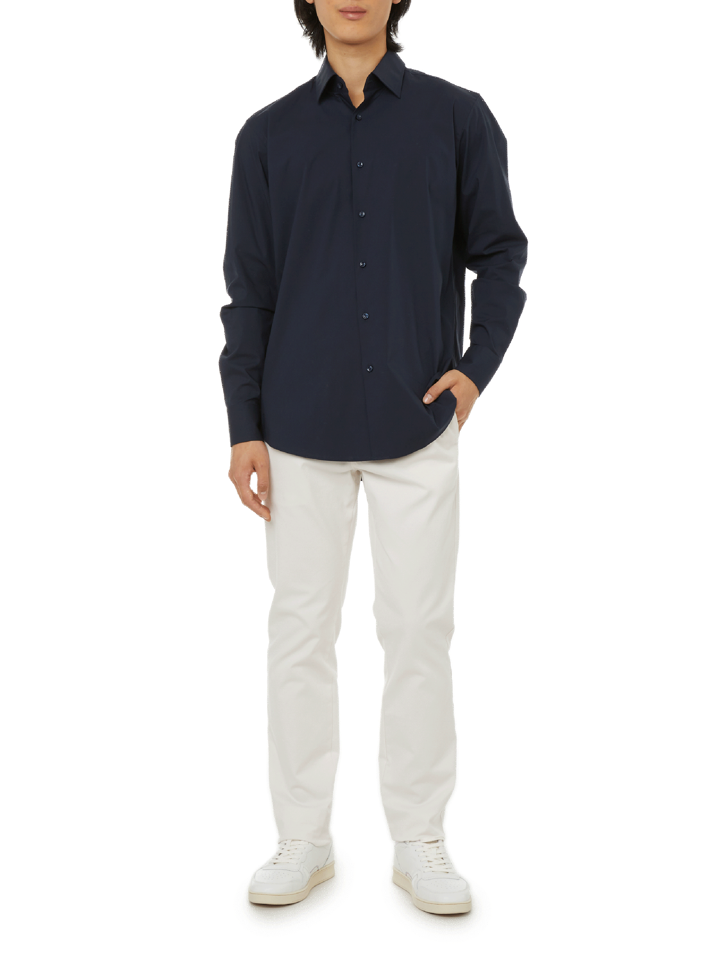 Chemise en popeline de coton BOSS Bleu