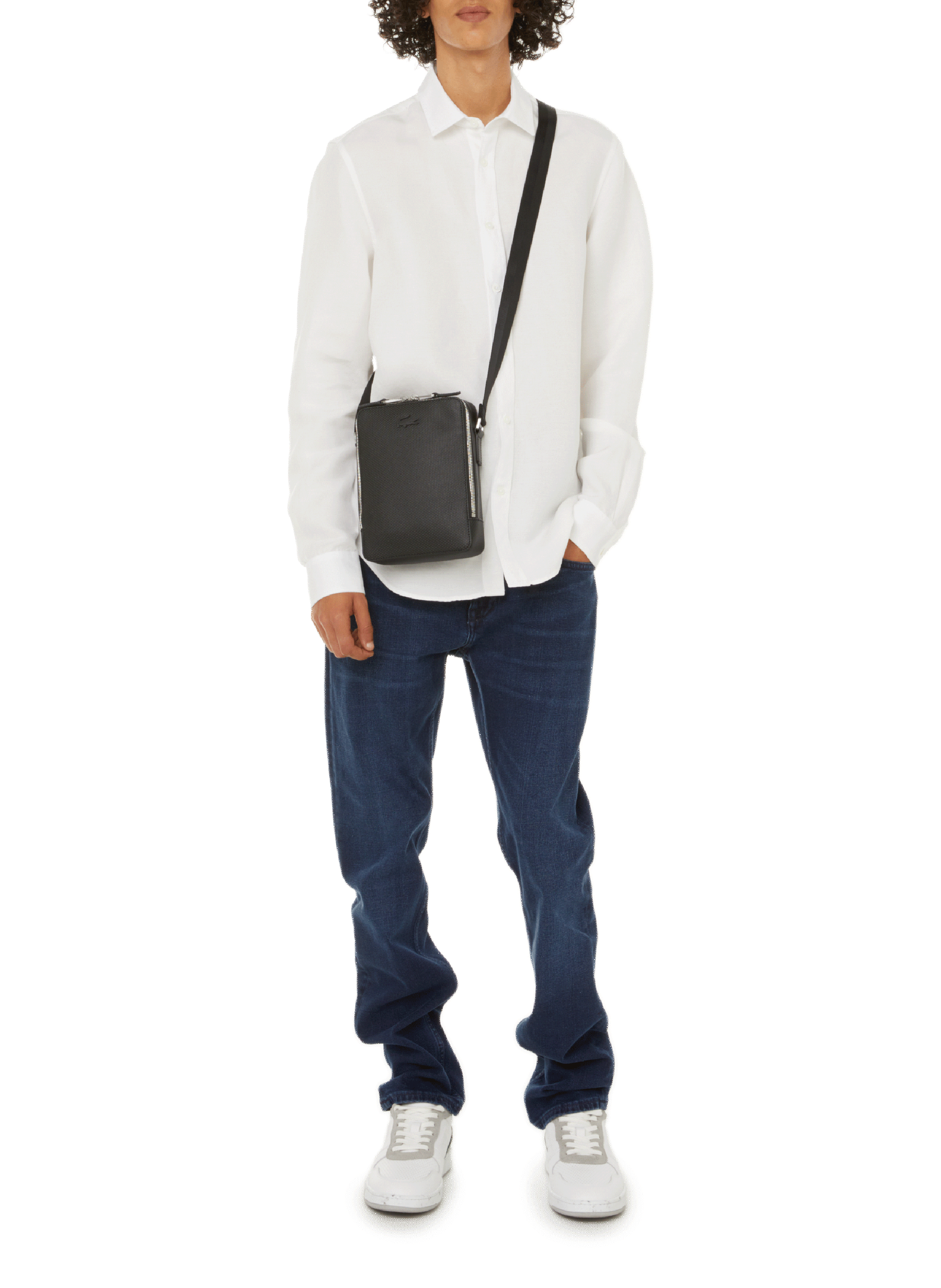 Leather shoulder bag LACOSTE Black