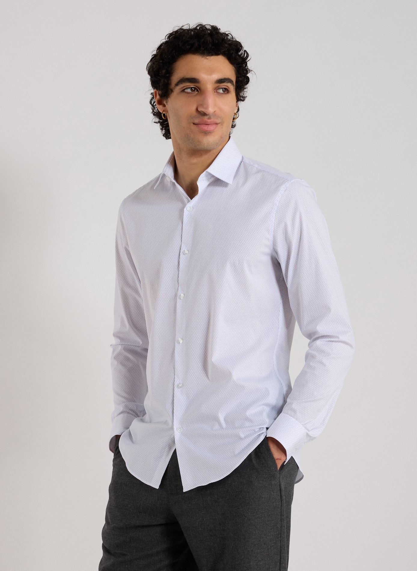 CALVIN KLEIN Slim cotton-blend shirt White