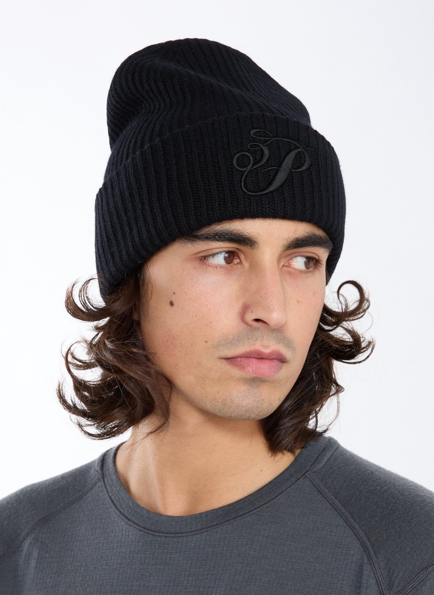 Merino wool and silk beanie 3 PARADIS Black