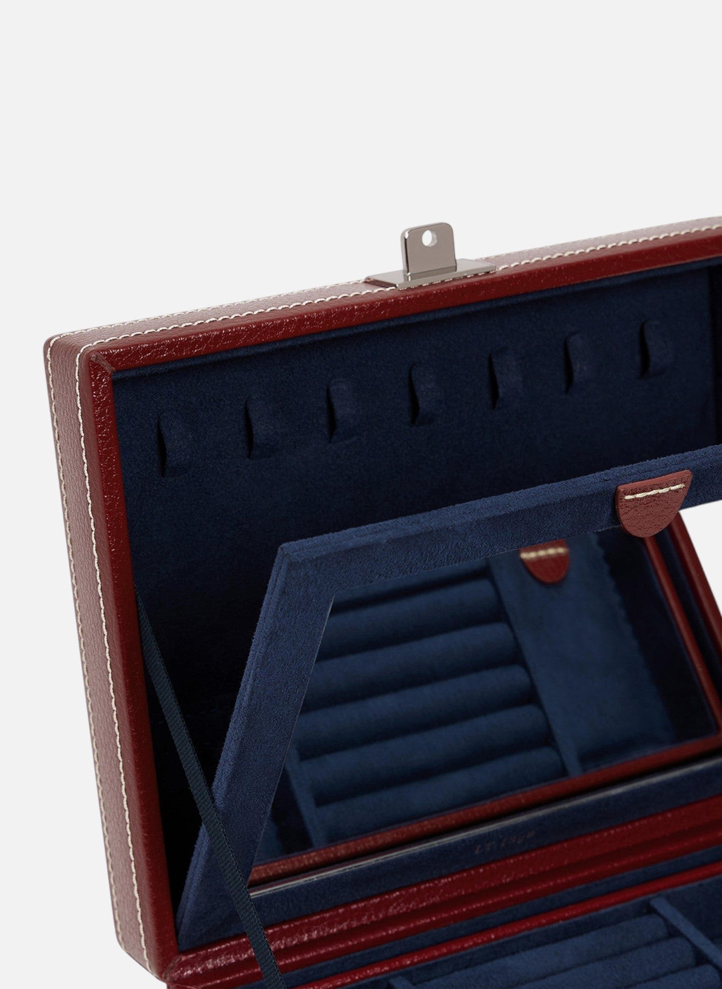 Boîte à bijoux moyen modèle en cuir LE TANNEUR Rouge