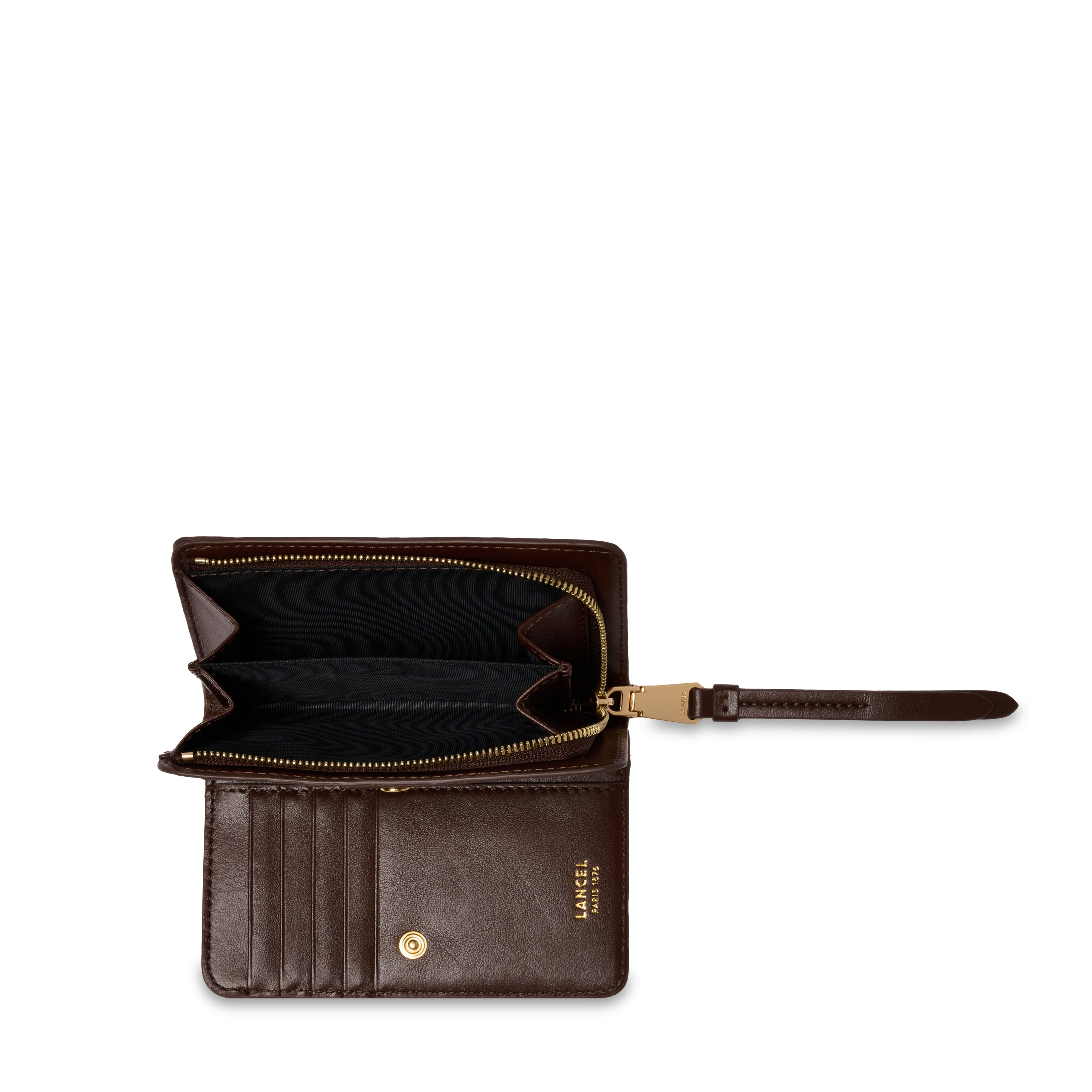 Portefeuille rectangulaire zippé origami de lancel en cuir LANCEL Marron