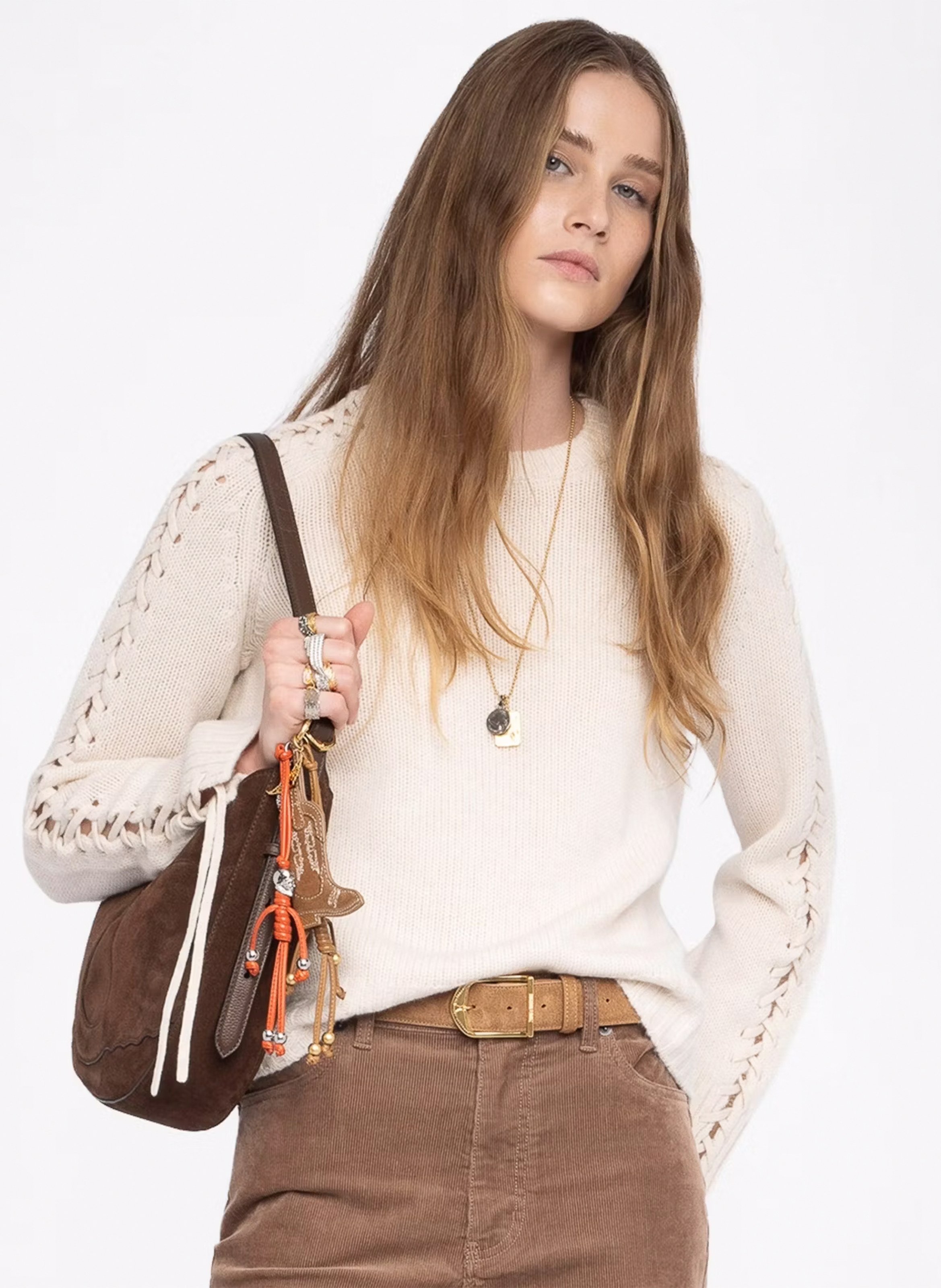 Pull col rond en laine et cachemire malty ZADIG&VOLTAIRE Blanc