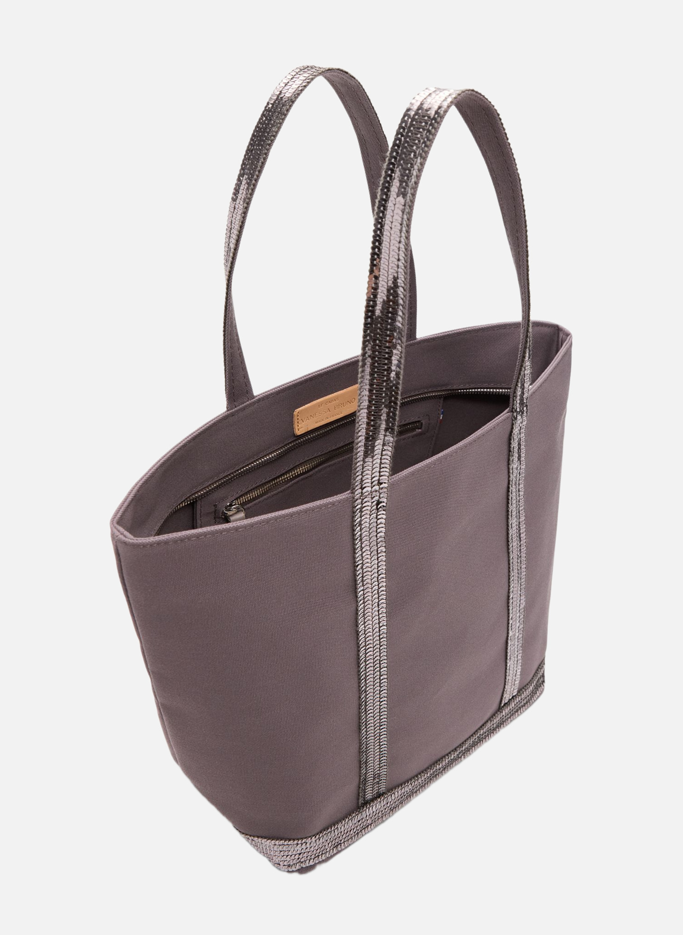 Cabas m zippé en toile Gris