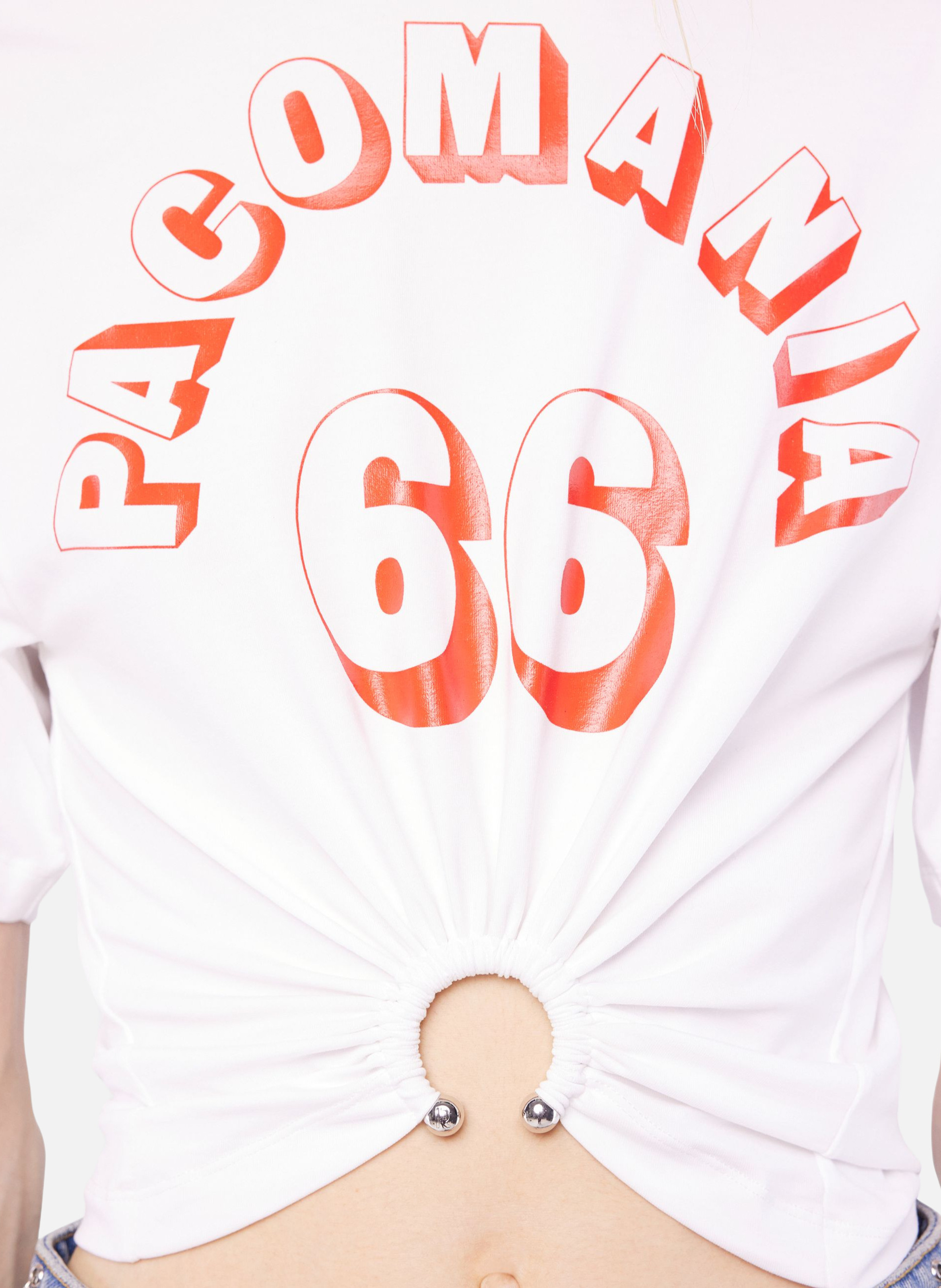 T-shirt piercing en coton imprimé RABANNE Blanc