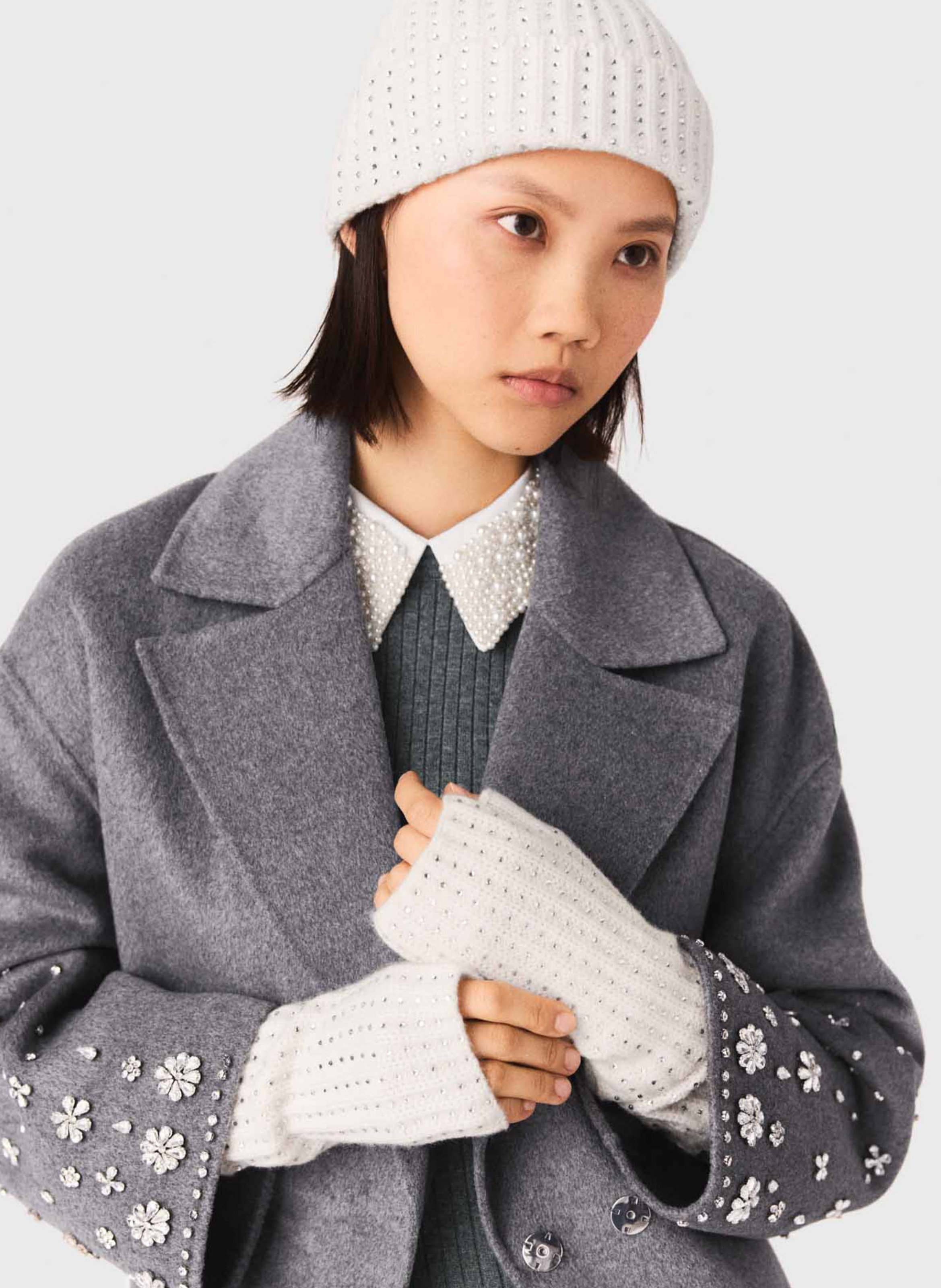 Bonnet en laine MAJE Beige