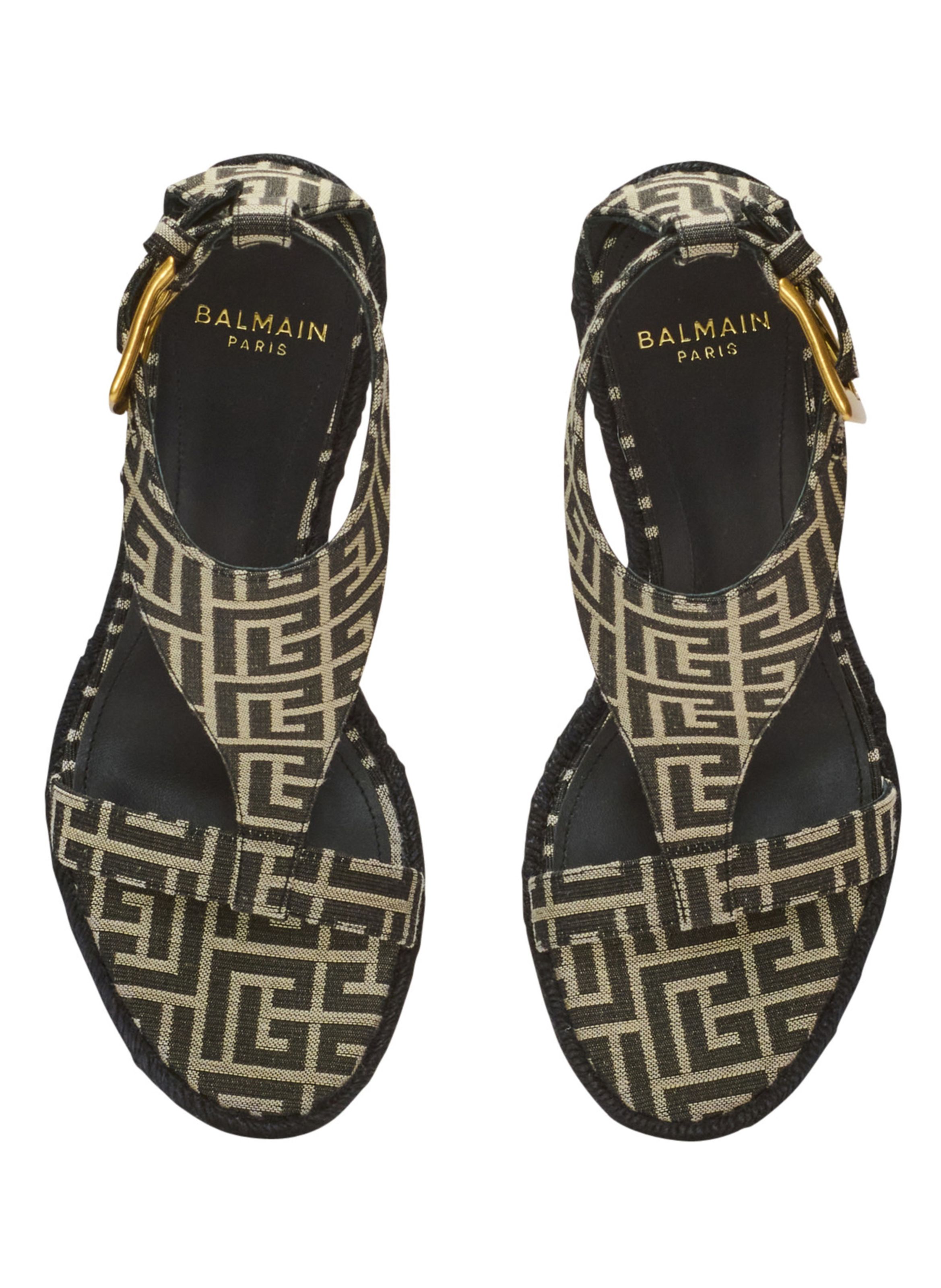 Espadrilles compensées anthem en jacquard monogramme BALMAIN Noir