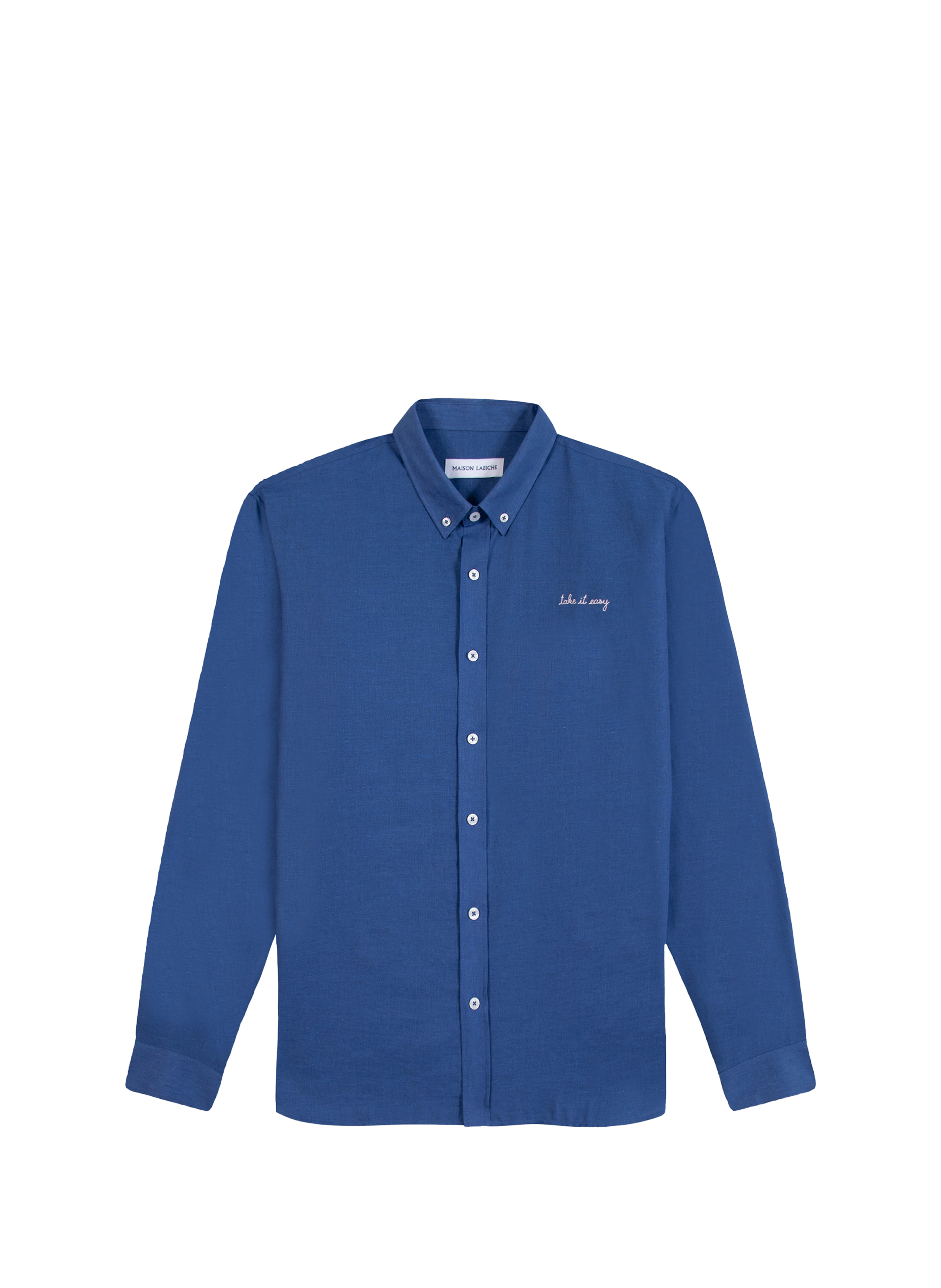 Chemise Malesherbes en coton et lin MAISON LABICHE Bleu