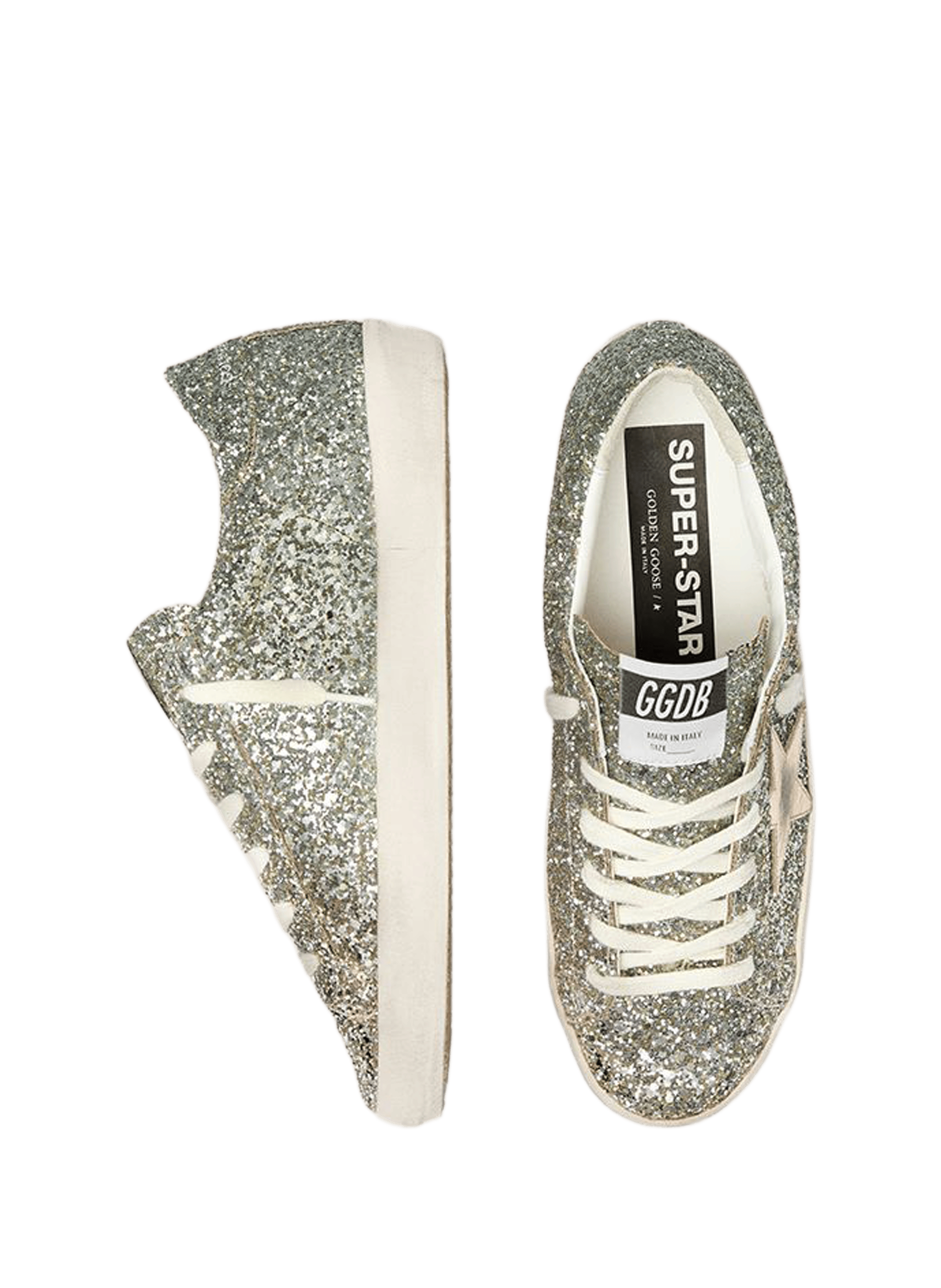 Glitter leather sneakers GOLDEN GOOSE Silver