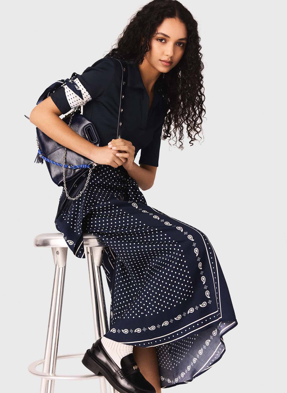 Robe longue col classique MAJE Bleu