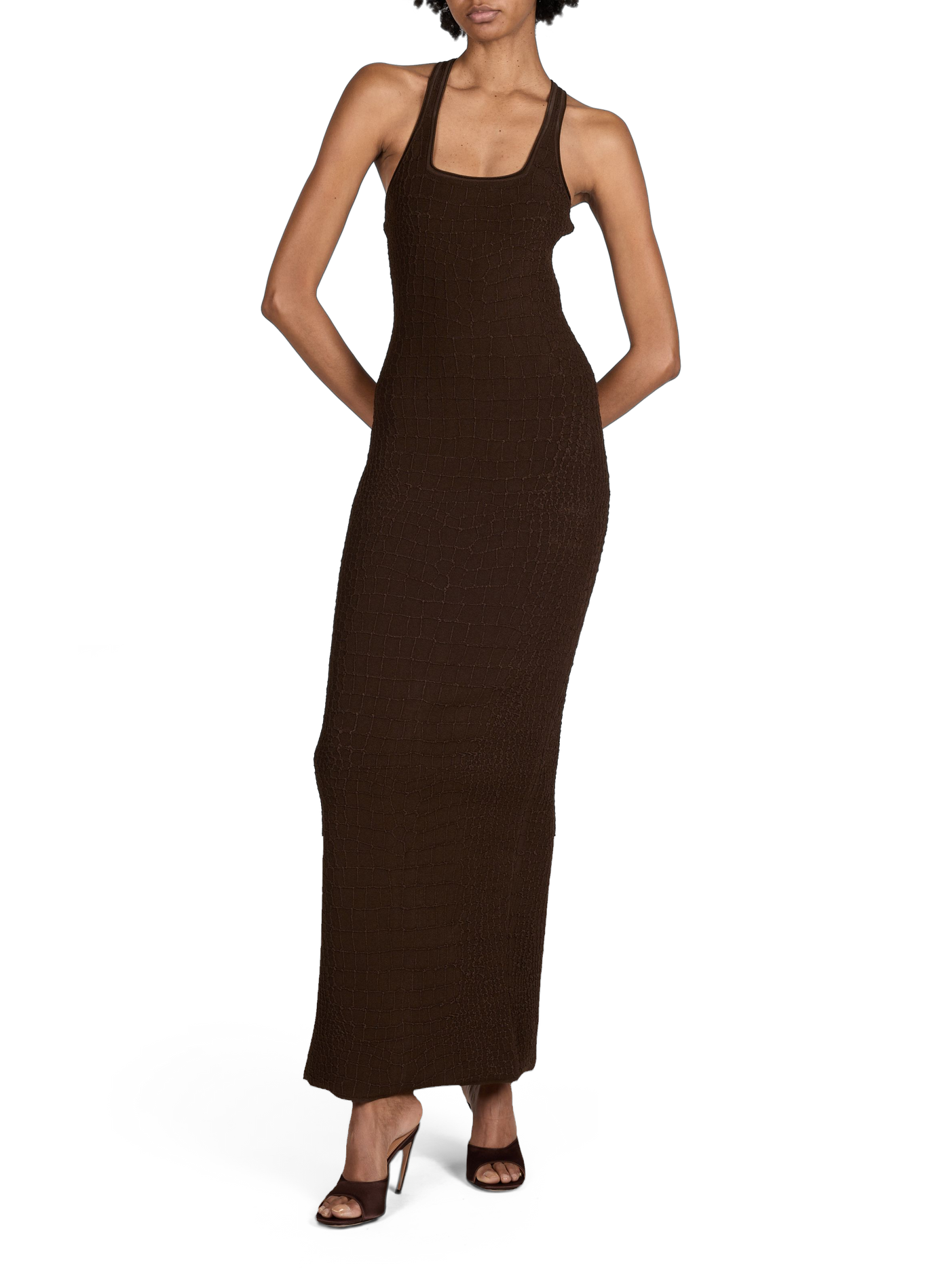 The Scala bodycon dress with crocodile skin effect JACQUEMUS Brown