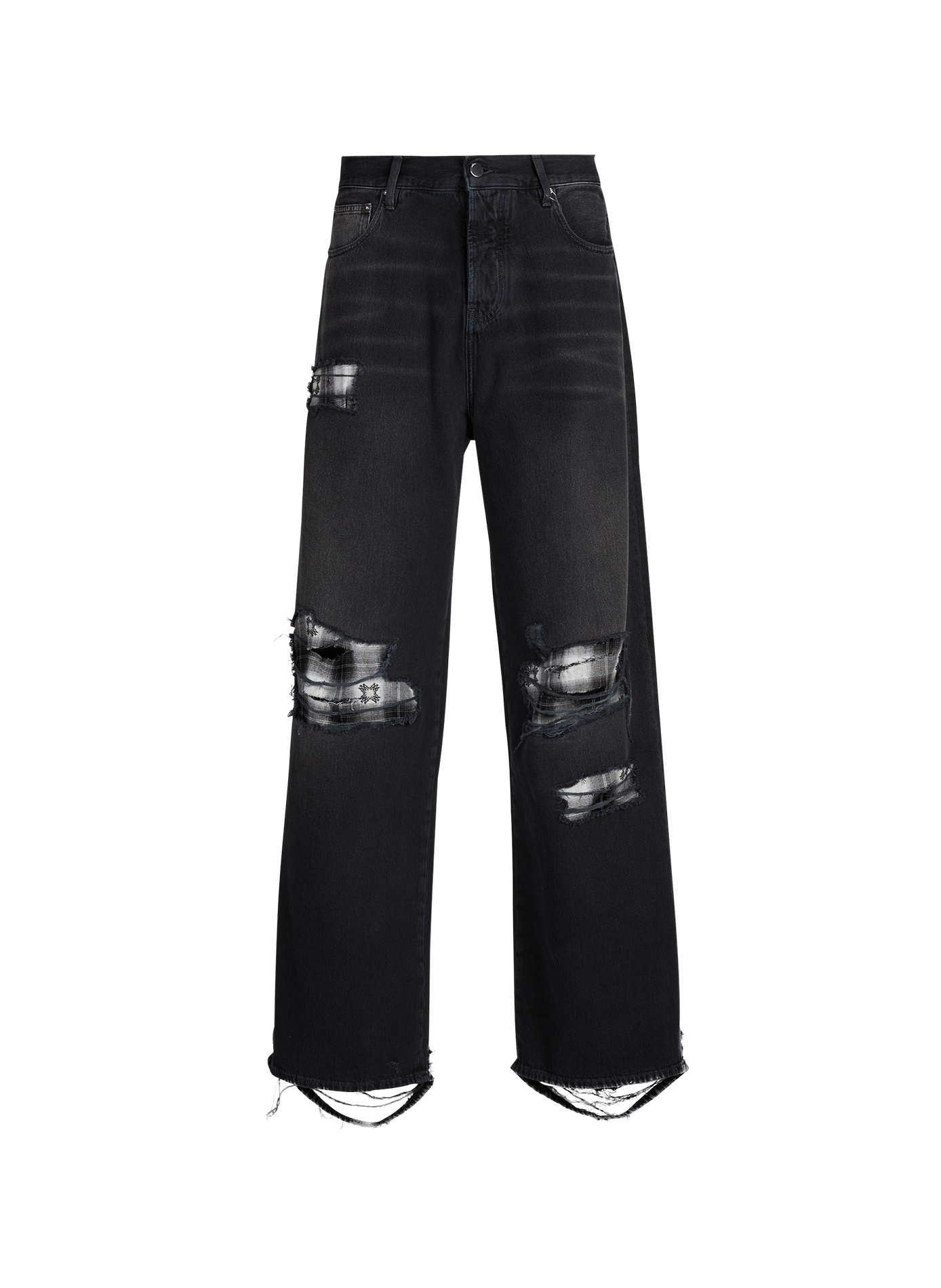 Straight Leg Flannel Repair Cotton Jeans AMIRI Blue