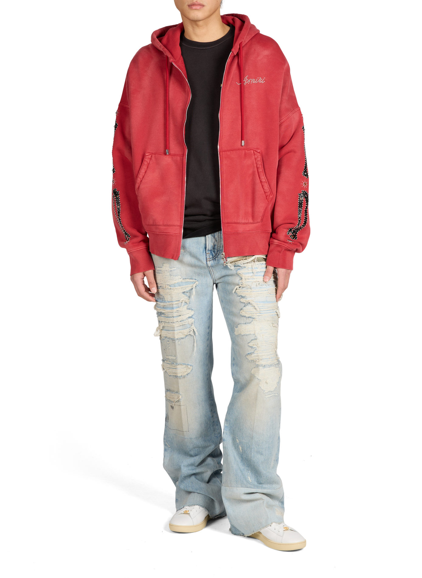 Jean bootcut déchiré en coton AMIRI Bleu