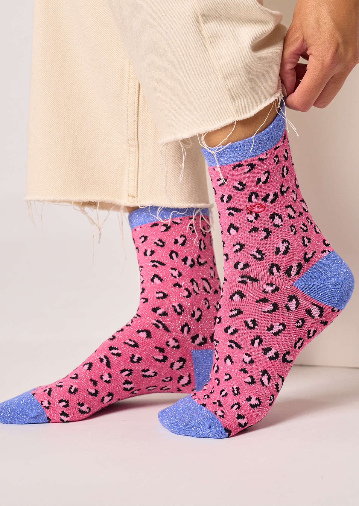 Chaussettes en coton peigné léopard BILLYBELT Rose