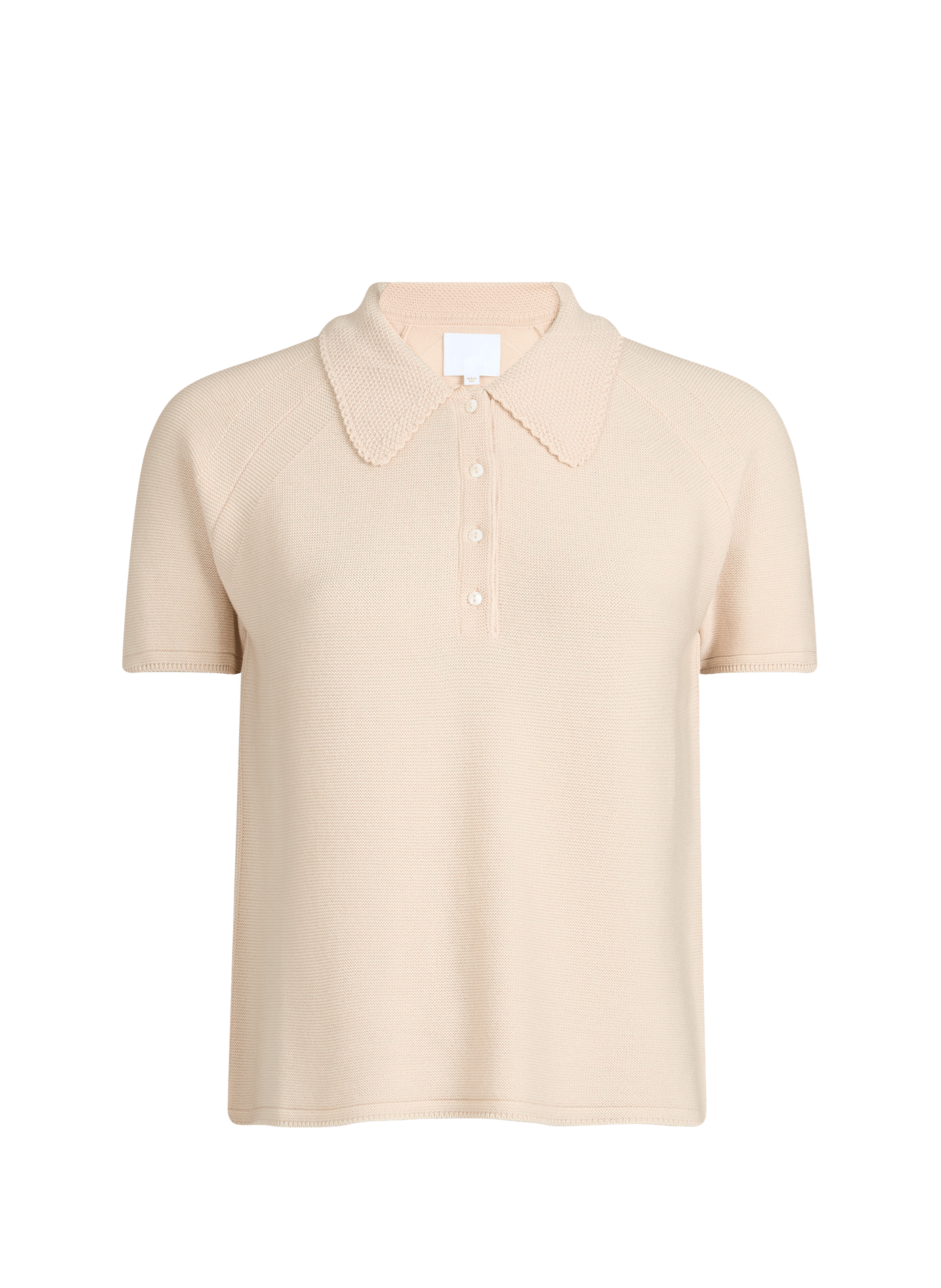 Top col polo manches courtes en laine MOLLI Beige