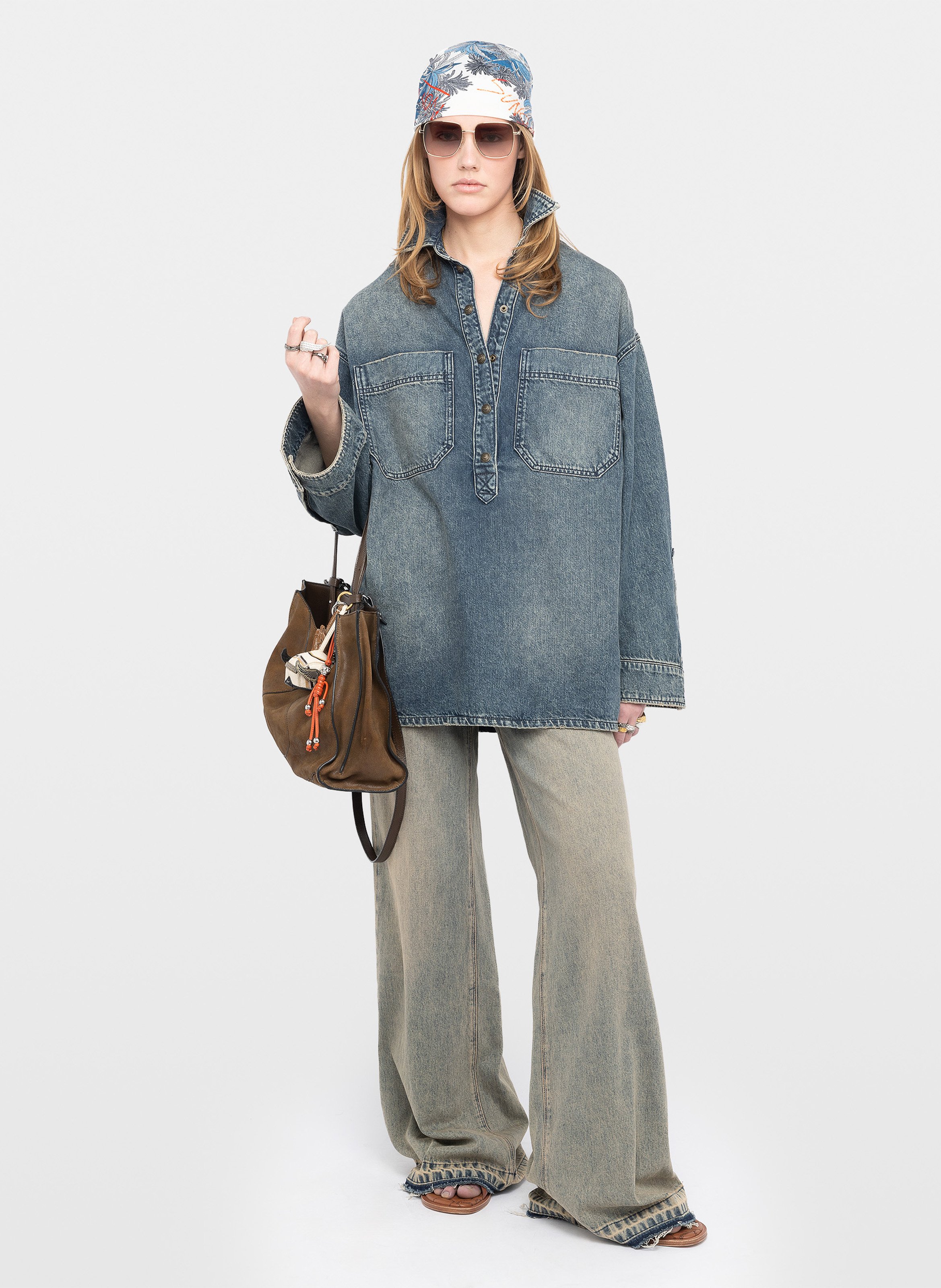 Blouse col polo en coton timona ZADIG&VOLTAIRE Bleu