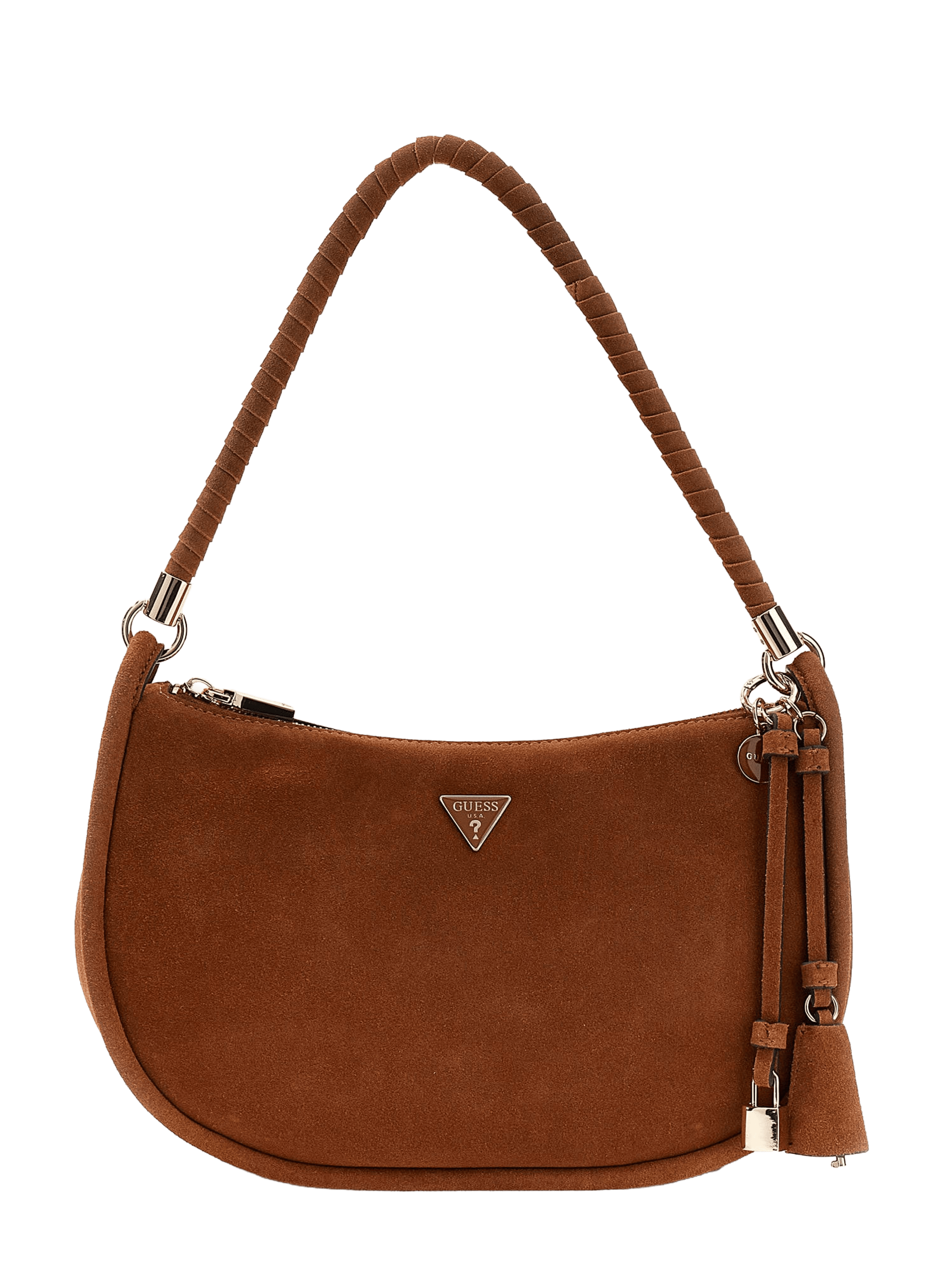 Borsa a mano in pelle grana. GUESS Marrone