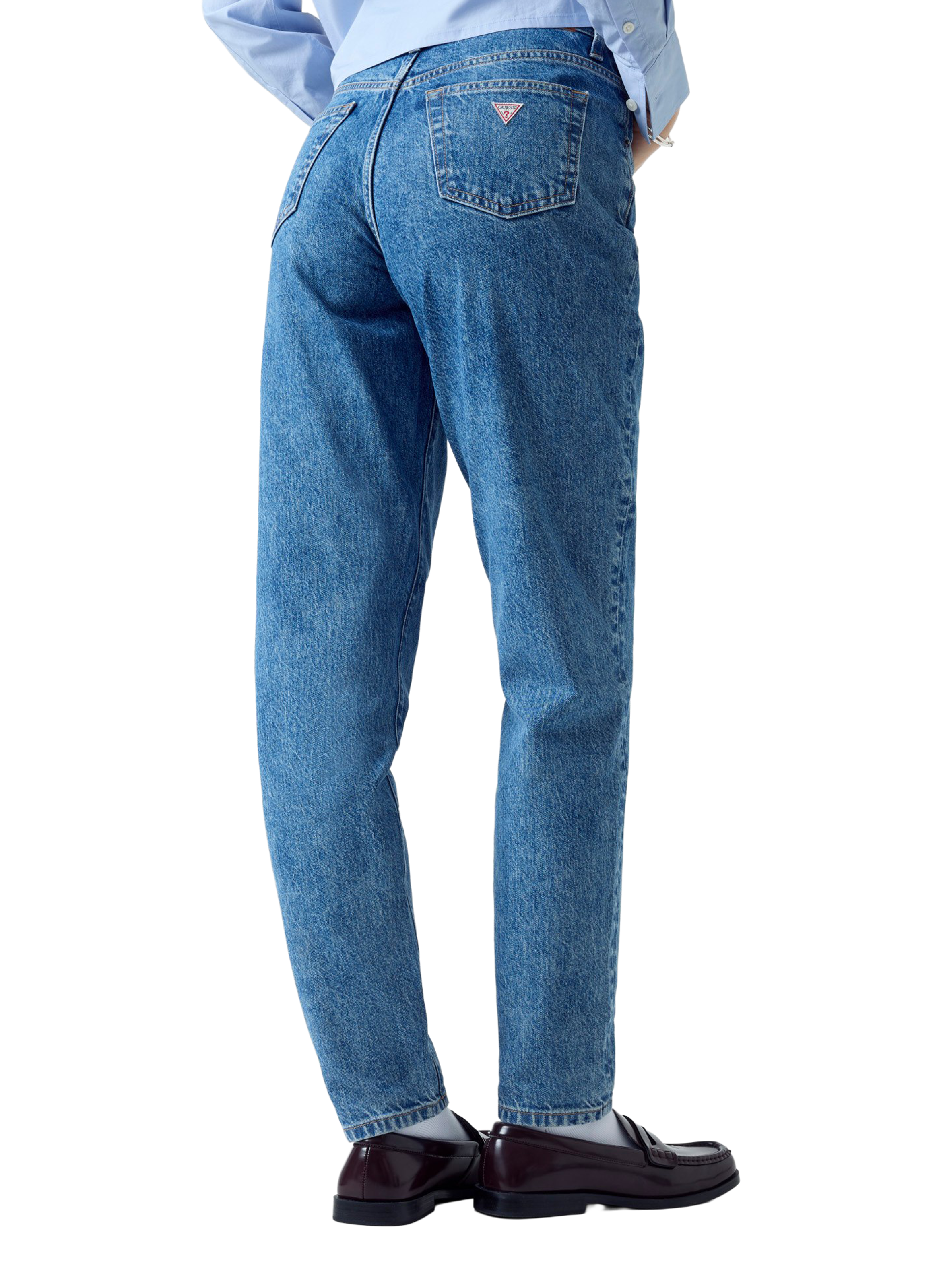 Wijde broek van gemengd katoen. GUESS Blauw