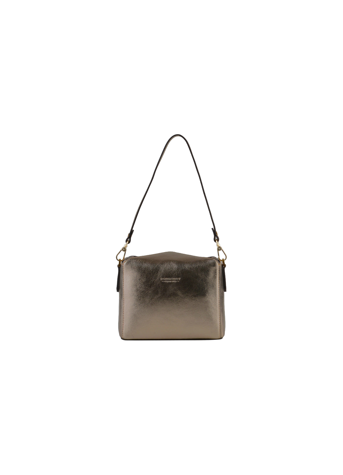 Cassetta vernis | sac porté épaule en cuir de vachette POURCHET Doré