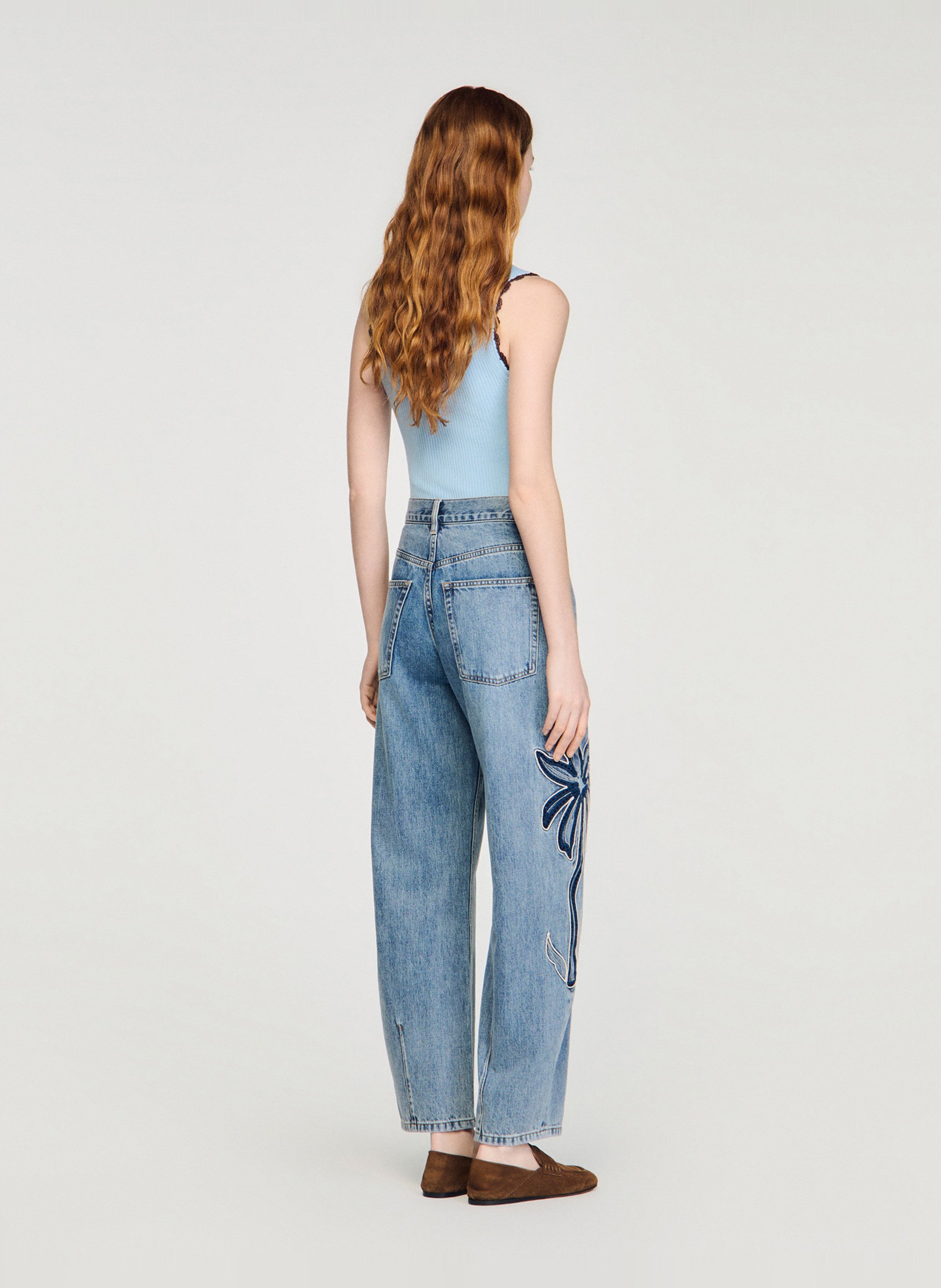 Jean balloon en coton SANDRO Bleu