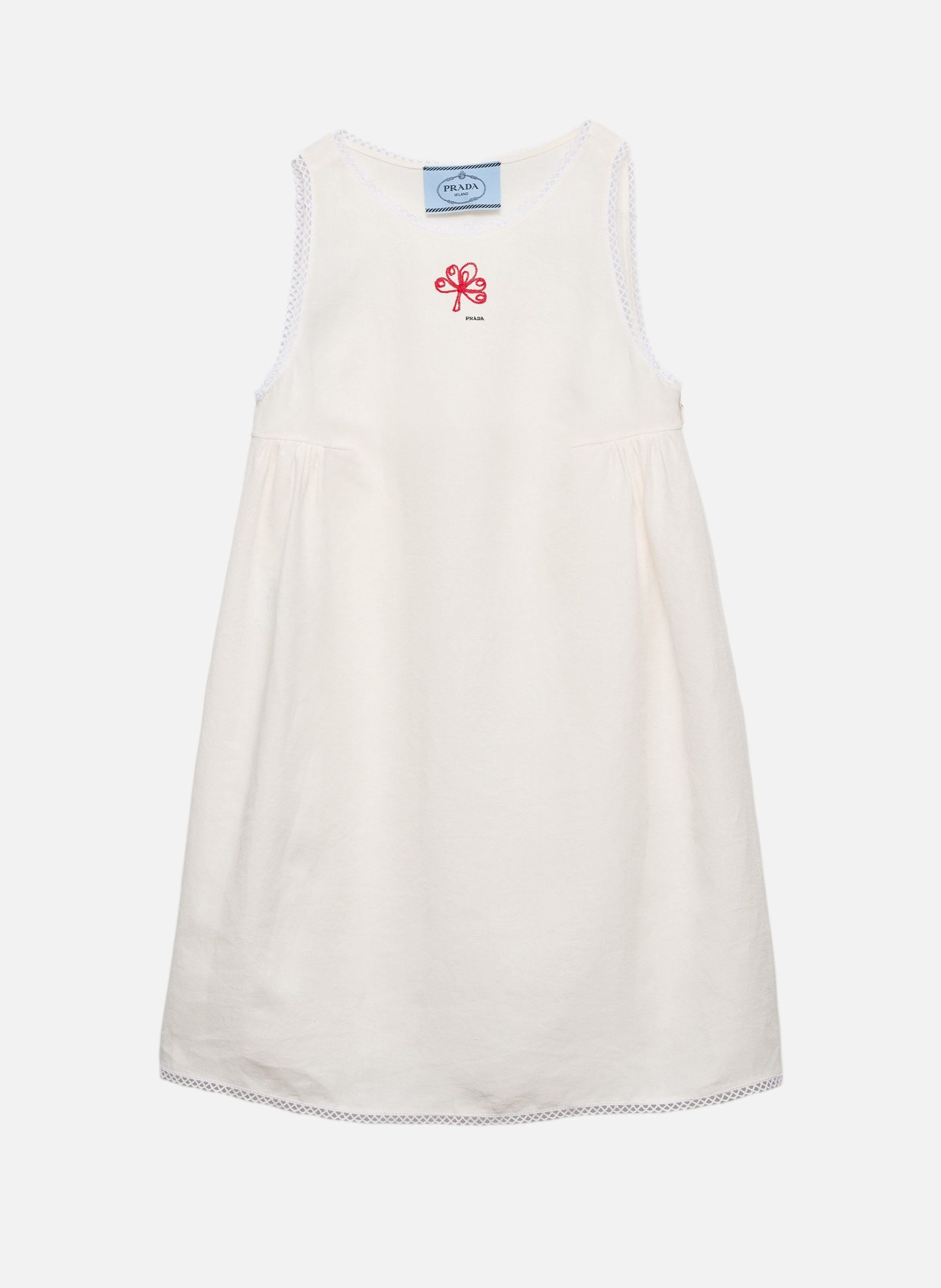 Mini-robe en toile flammée brodée PRADA Blanc