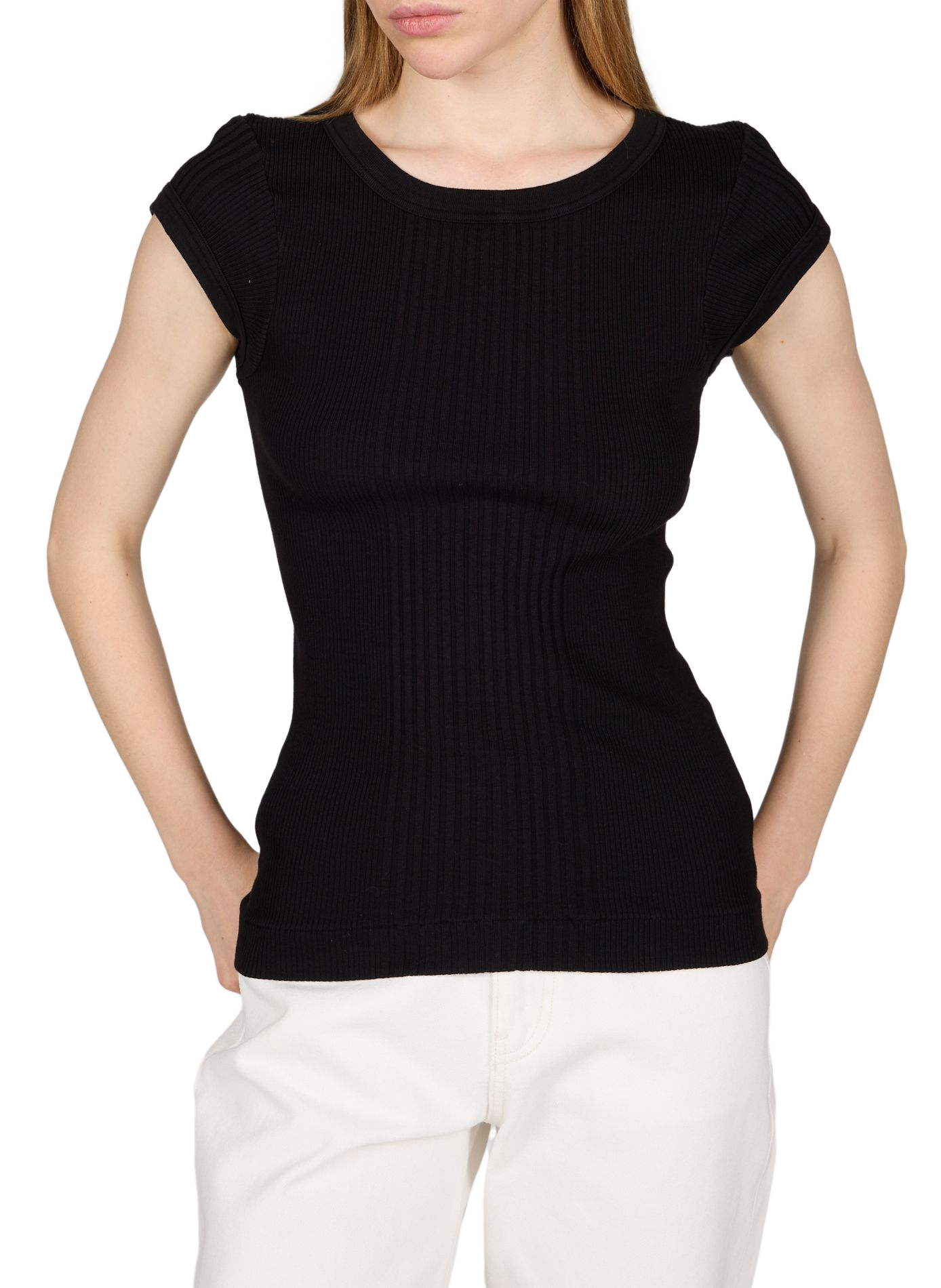 Chalain T-shirt with short sleeves in cotton knit. PURE SUGAR Black