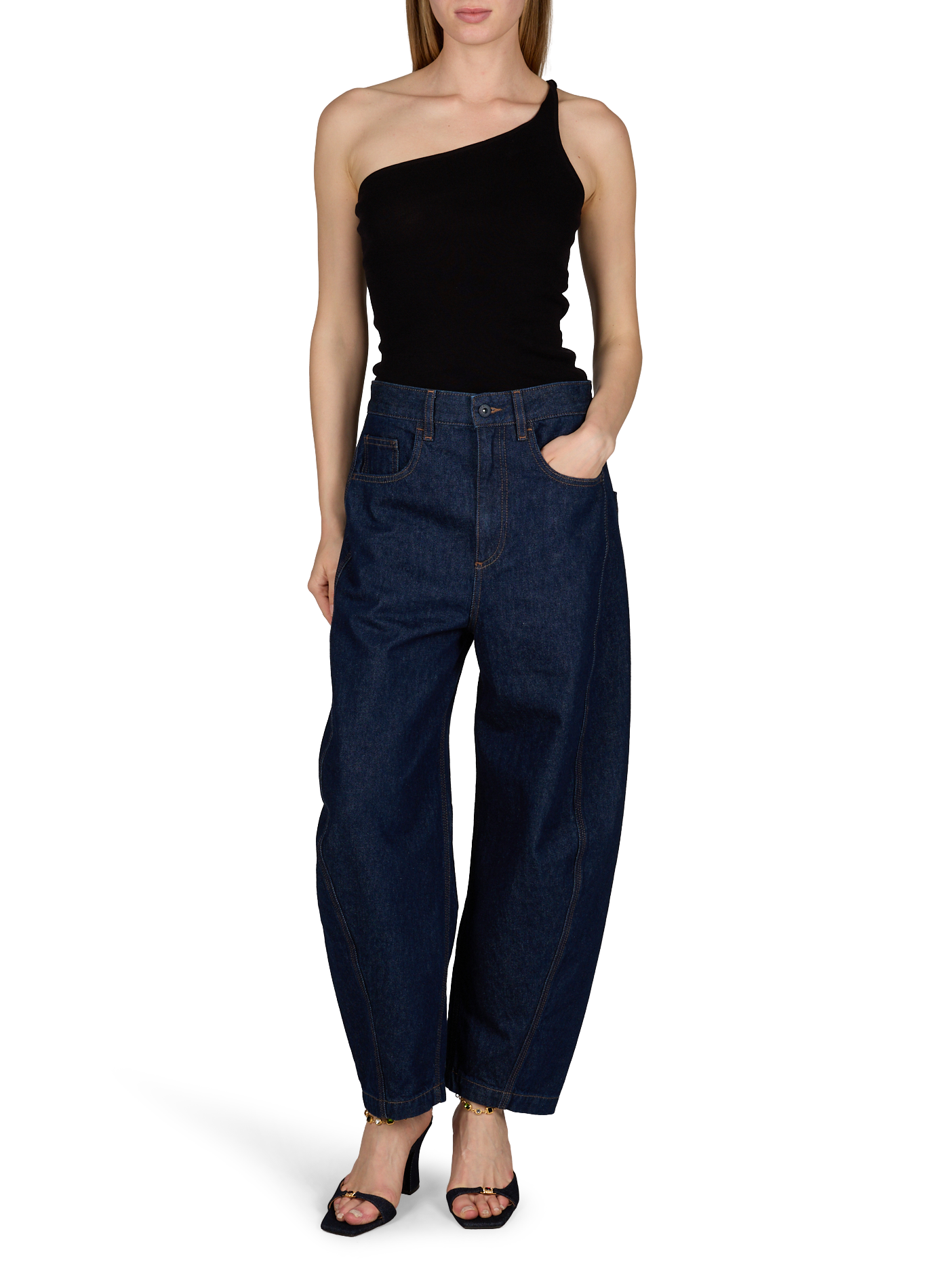 Sandales à talon Nodstalgia avec bijoux en denim de coton et cuir NODALETO Bleu