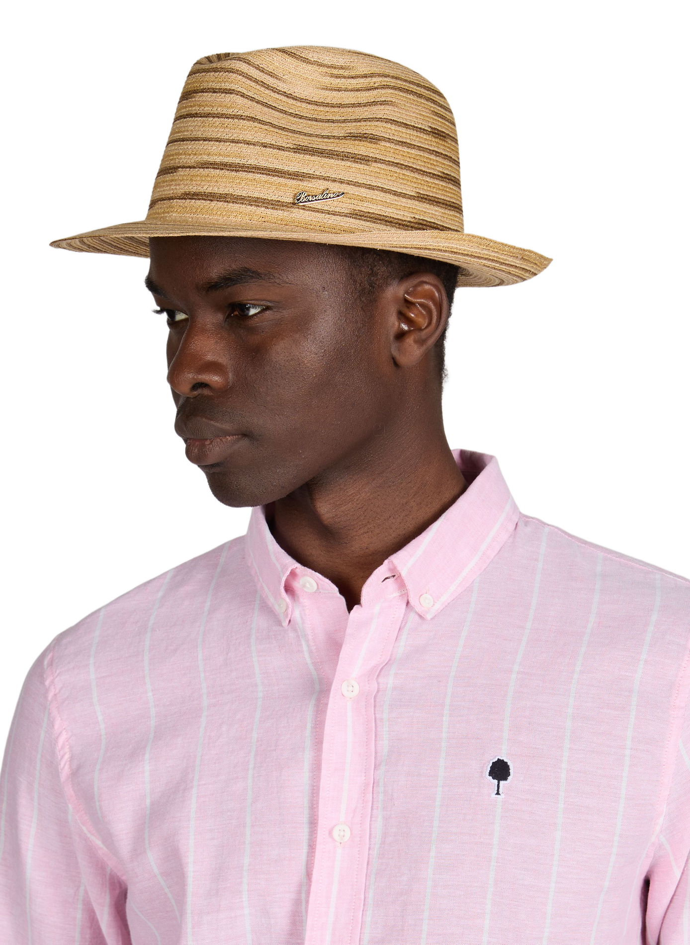 Chapeau de paille Ray à rayures BORSALINO Beige