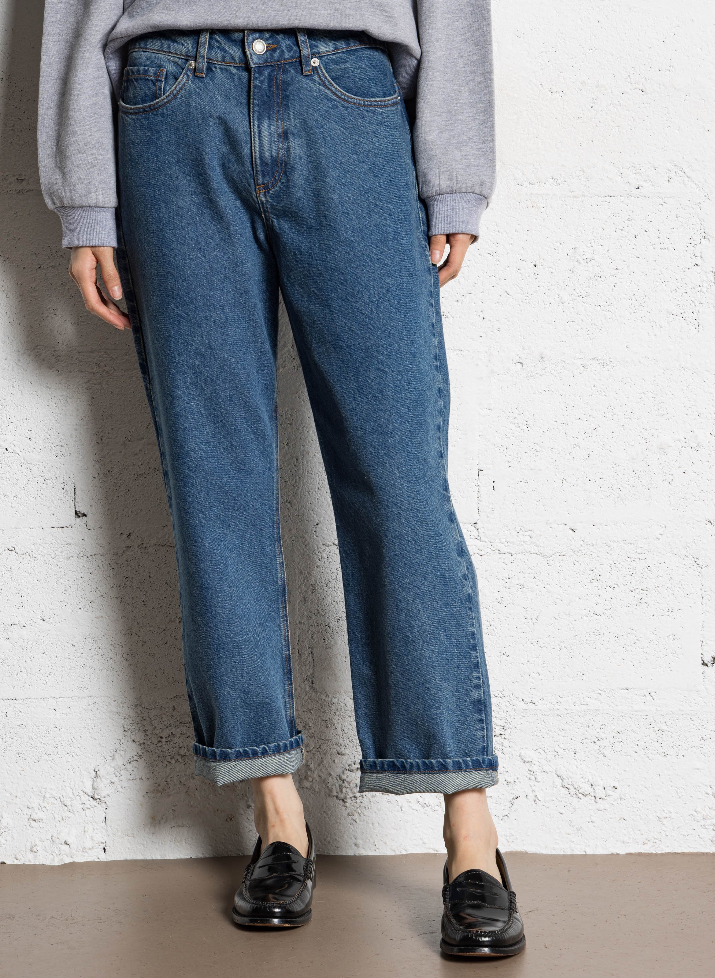 Jean droit en coton charlotte IKKS Bleu
