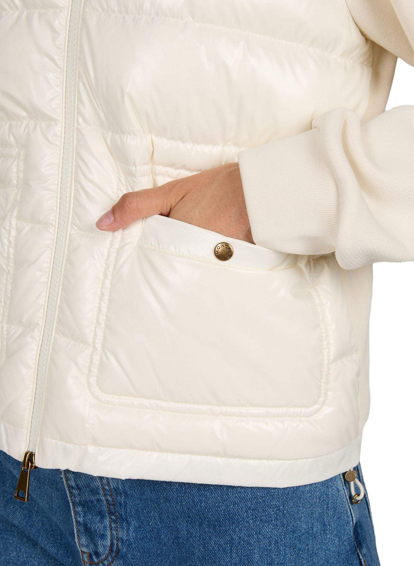Quilted high-neck cotton blend sweatshirt MONCLER White
