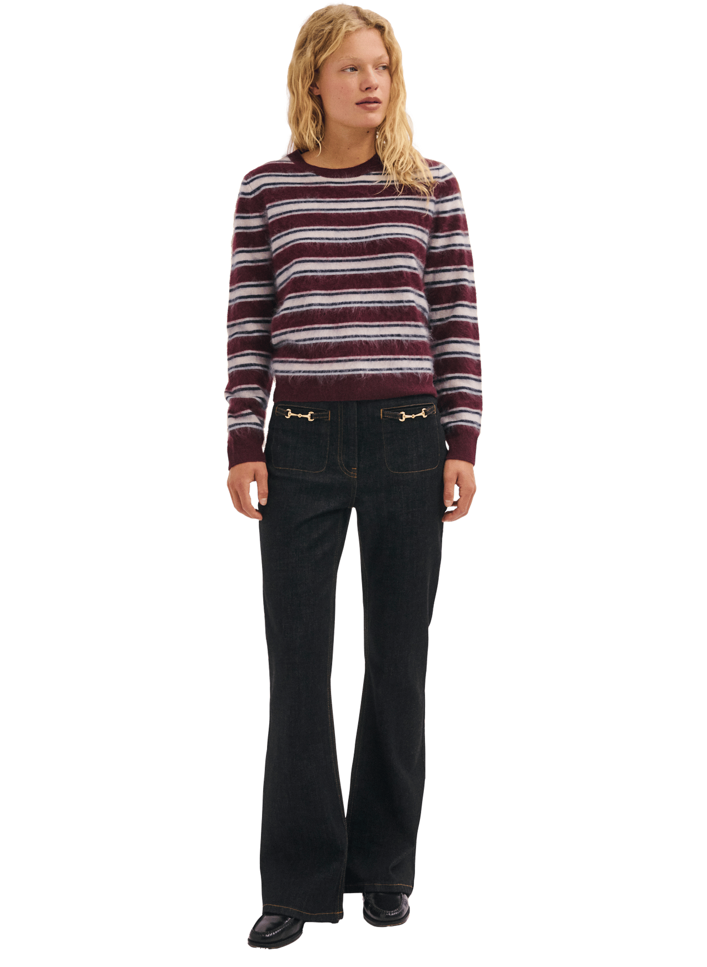 Pull à rayures en laine brossée - runa PABLO Beige