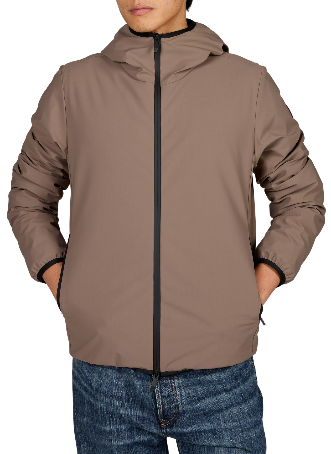 Hooded Puffer Jacket Ciampolin with Elastic Hem MONCLER Beige