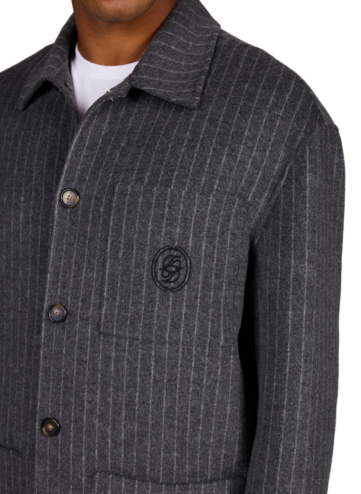 Veste droite à rayures en laine mélangée DROLE DE MONSIEUR Gris