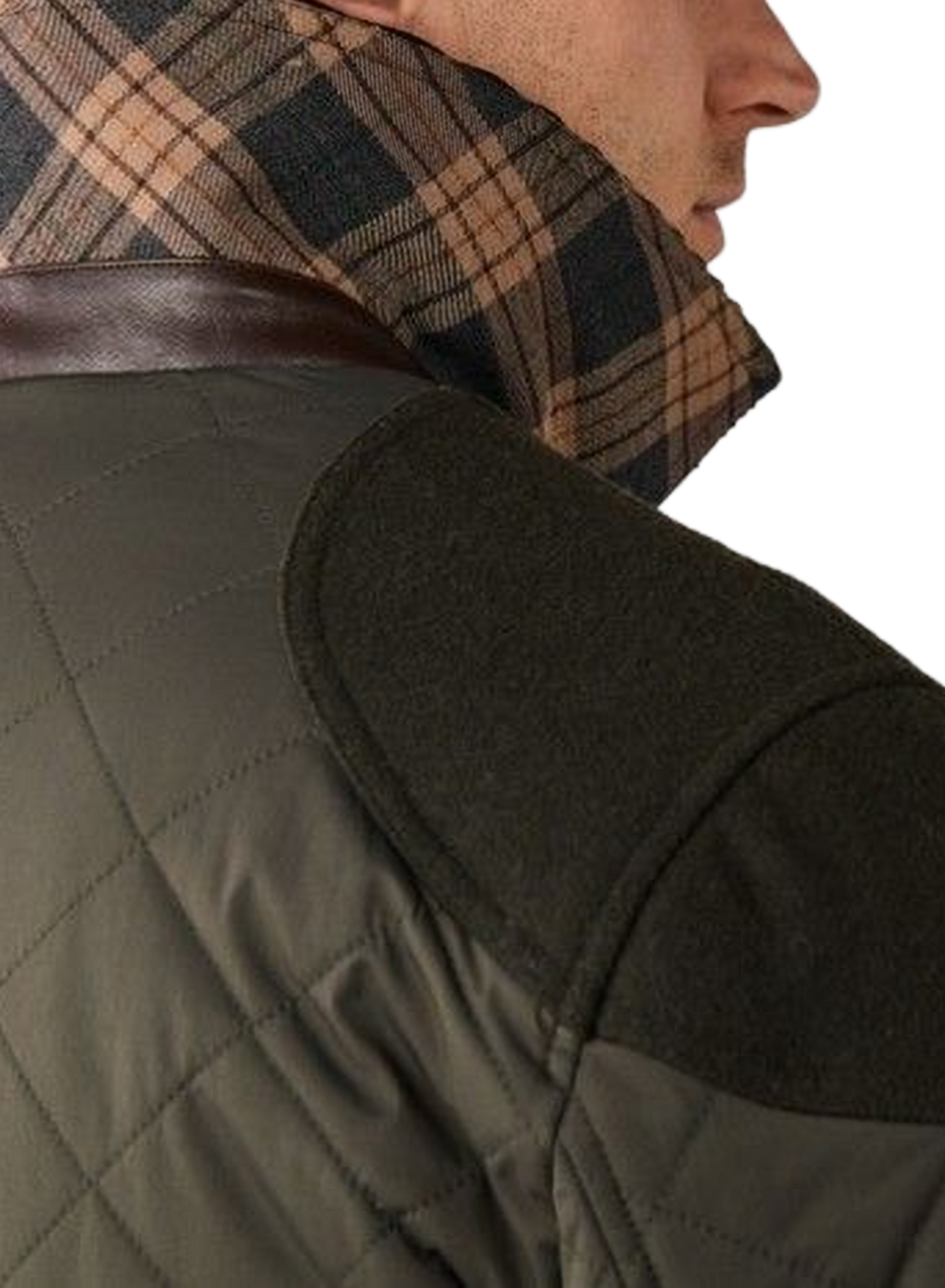 Straight quilted jacket with classic collar HACKETT Khaki