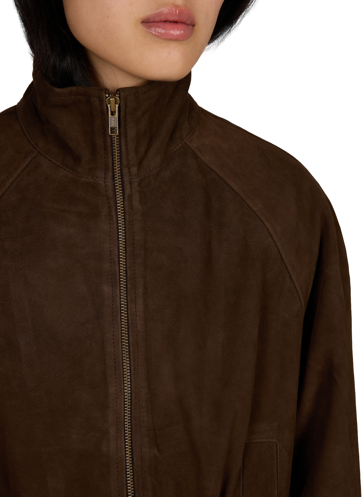 Ruime suède leren jas ROUGE EDIT Bruin