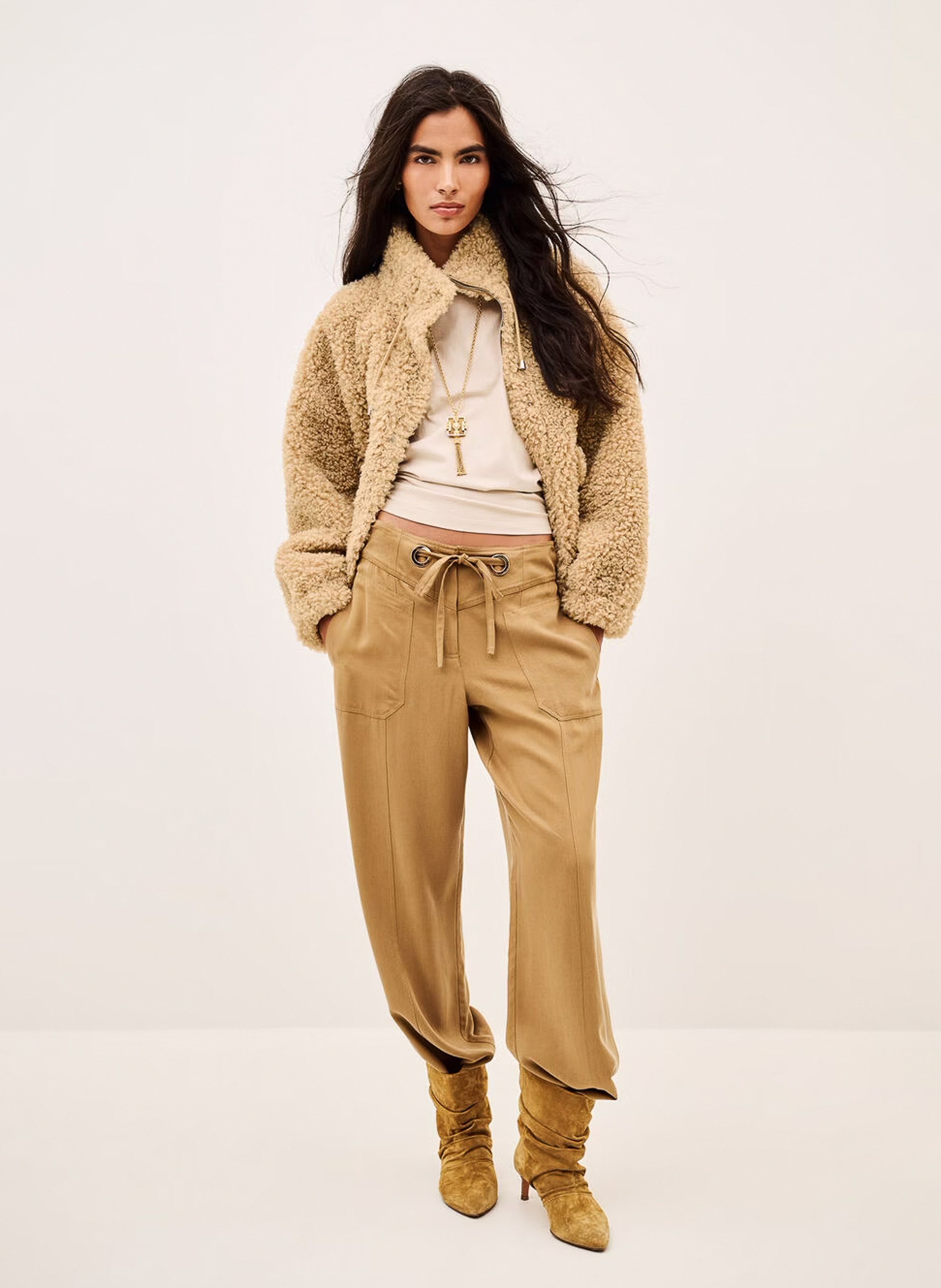 Manteau col montant ample en sherpa sonjo BA&SH Beige