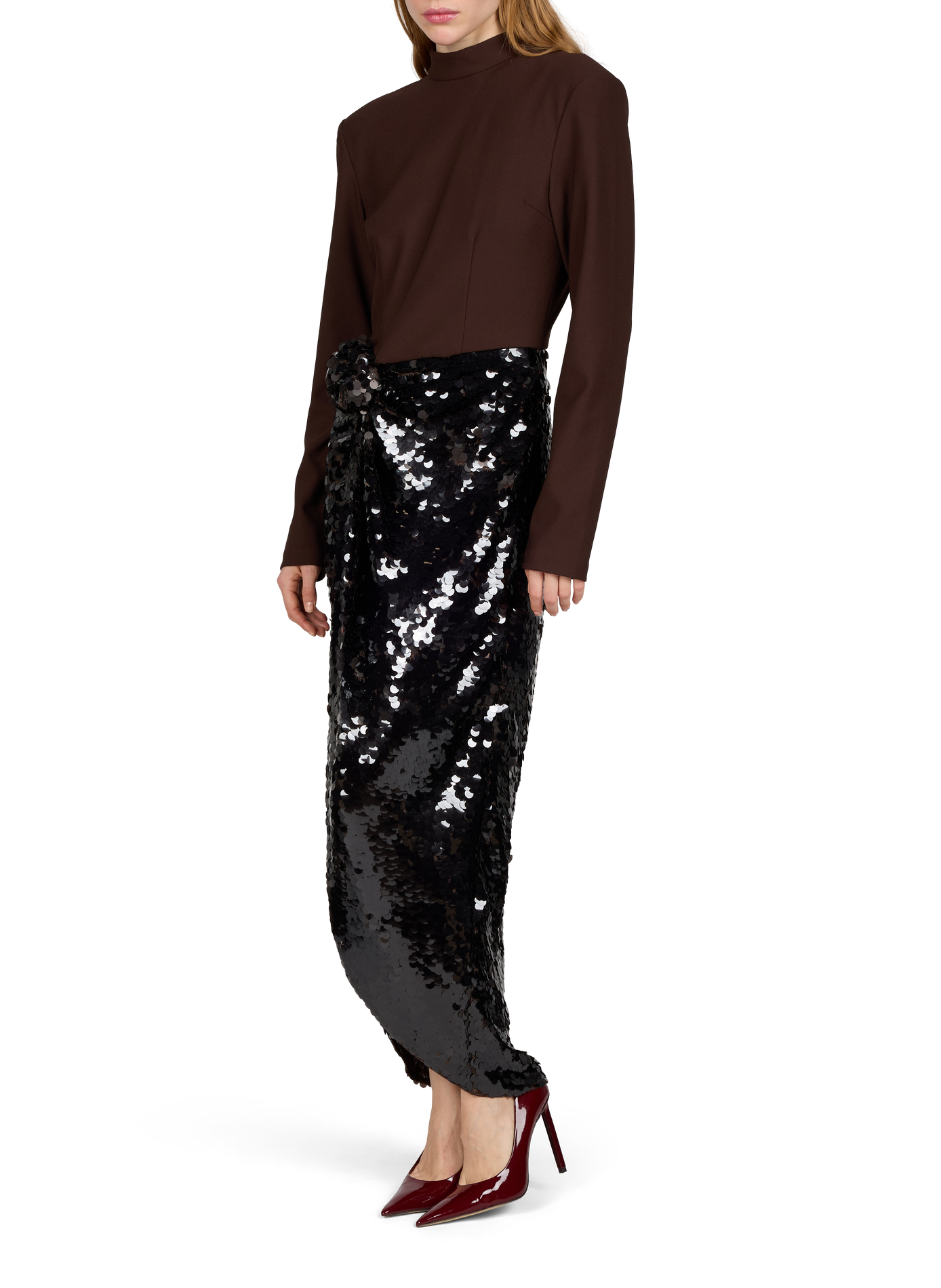 Long-sleeved sequin dress ROTATE Brown