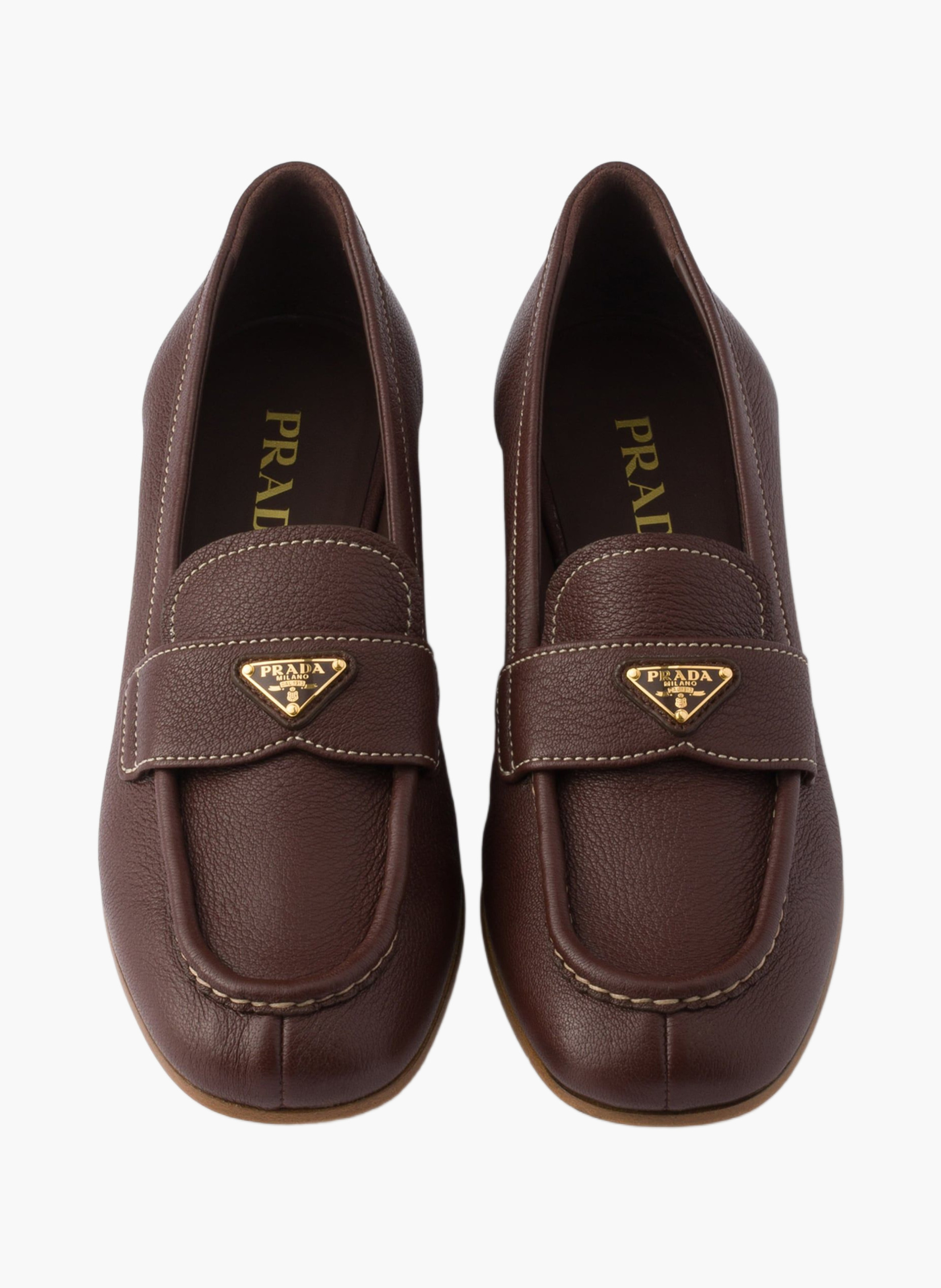 Mocassins en cuir PRADA Marron
