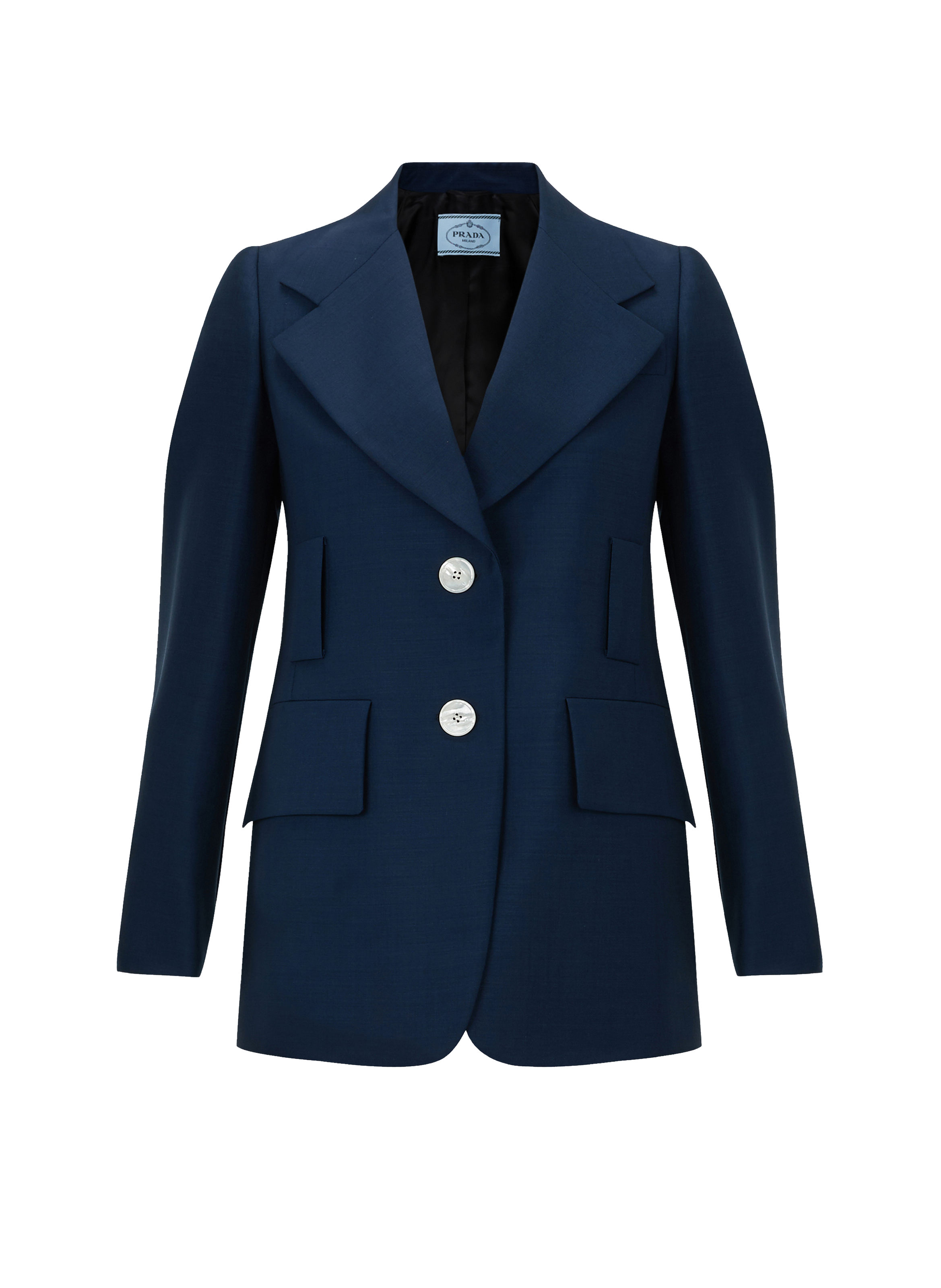 PRADA Blazer en mohair et laine Bleu