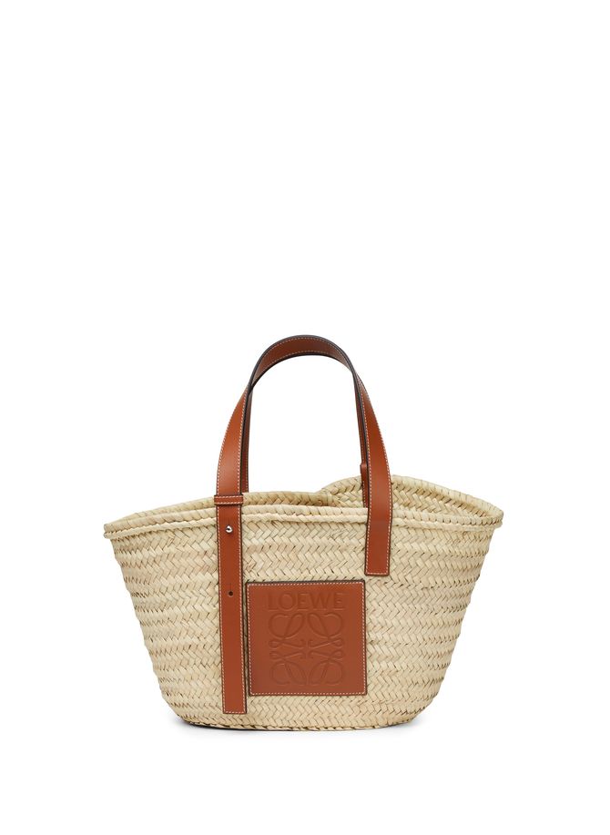 Palm fibre and leather basket  LOEWE